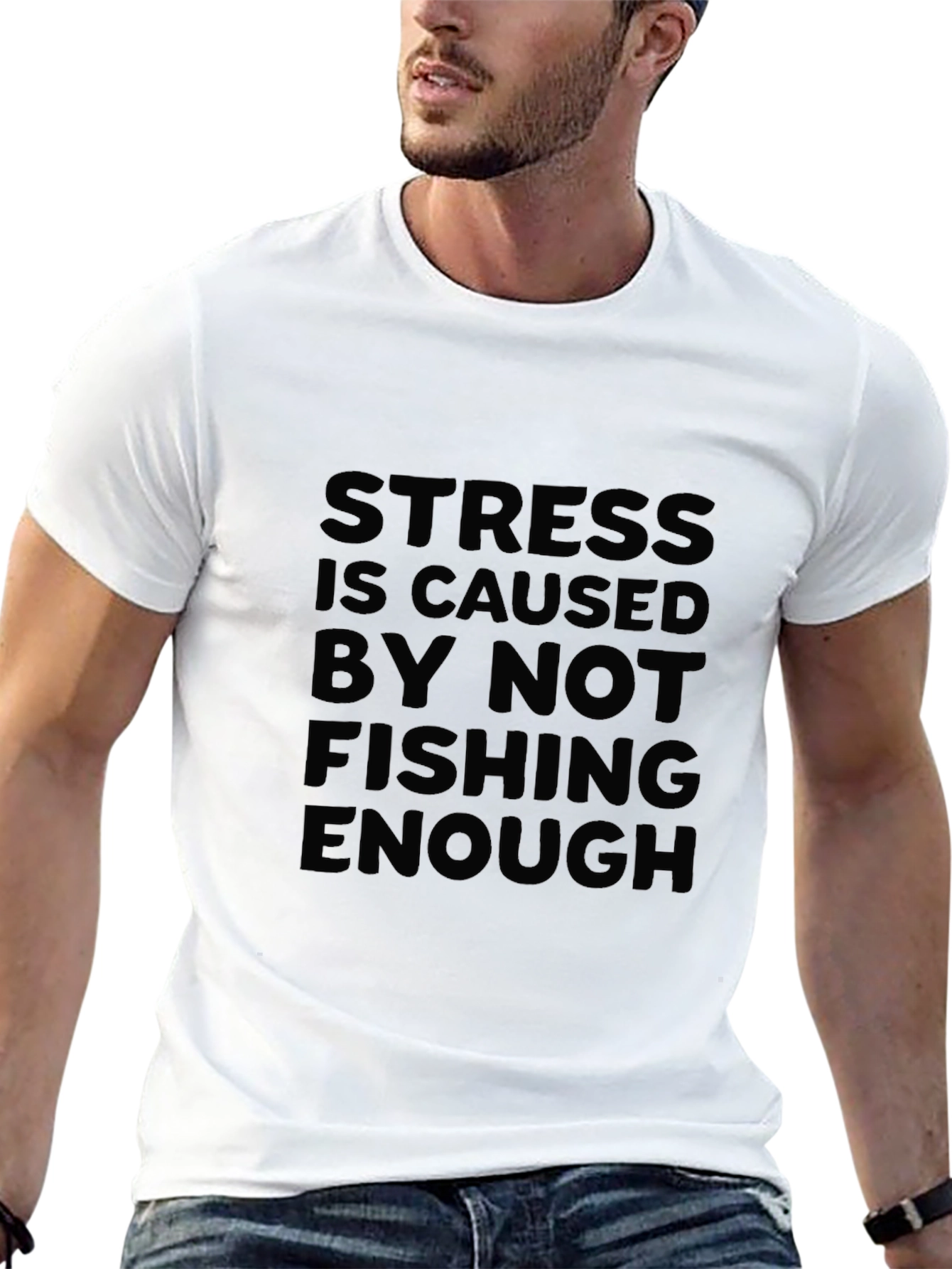Black Stress Fishing T-Shirt - Fisherman's Humor Tee view 13
