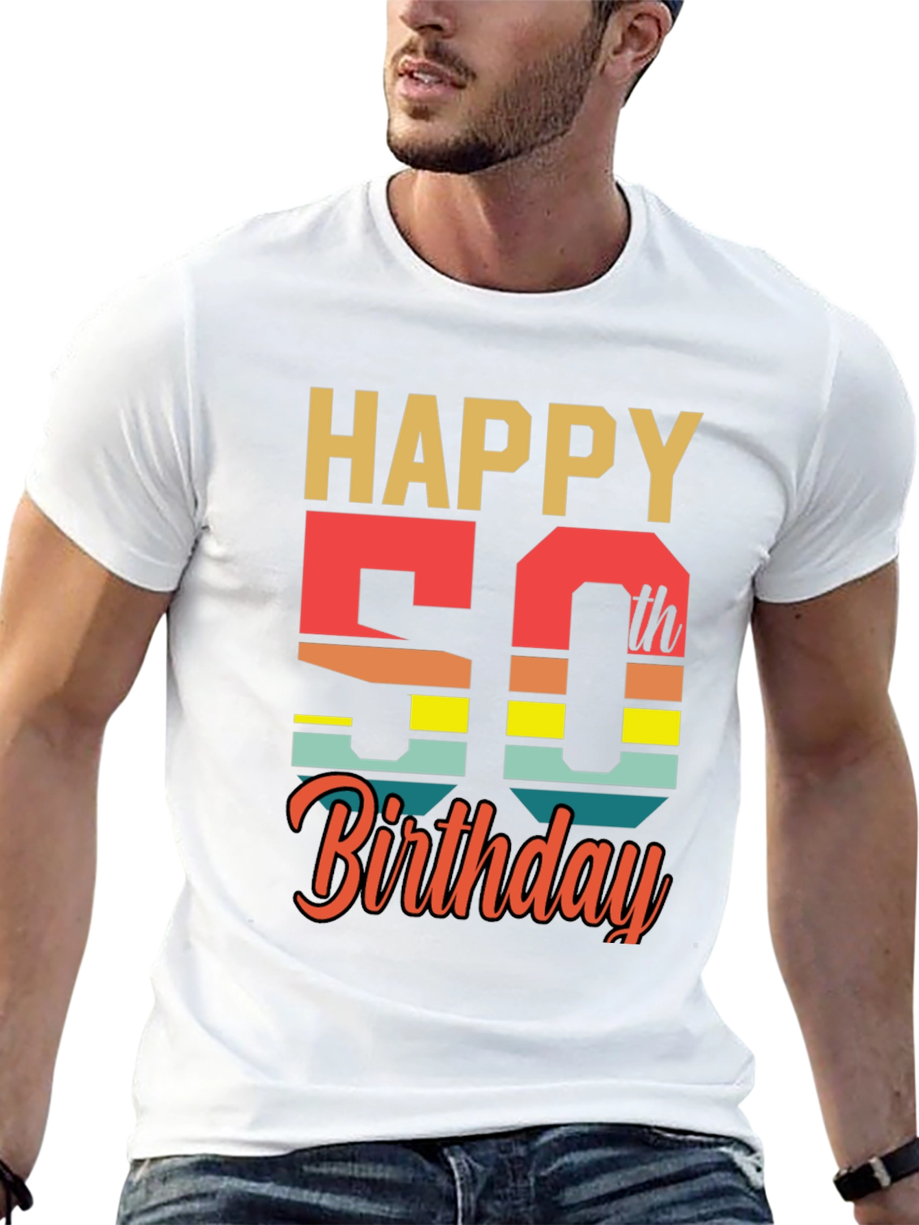 Black Happy 50th Birthday Graphic T-Shirt view 13