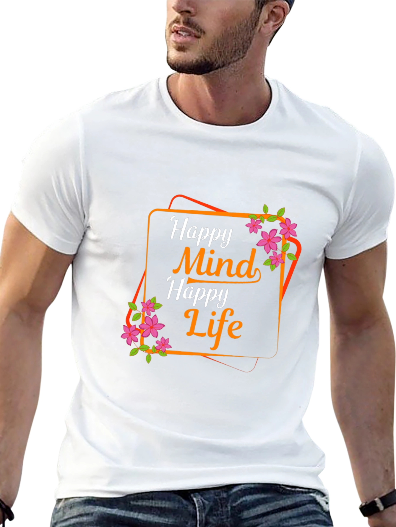 Black Happy Mind Happy Life Graphic Tee view 13