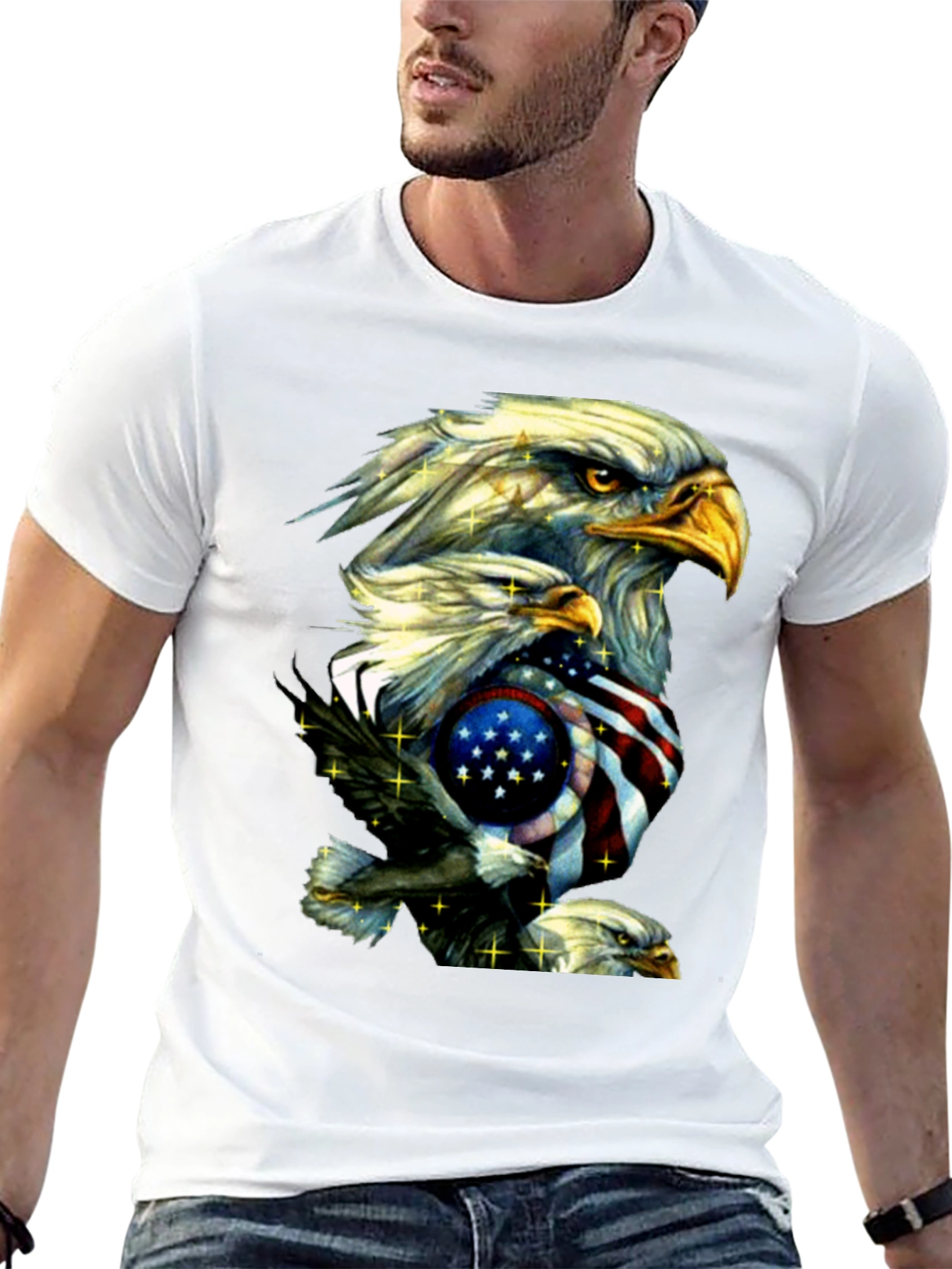 Black American Eagle Graphic Print T-Shirt view 13