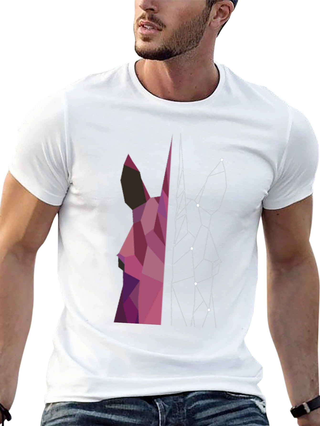 Black Geometric Unicorn T-Shirt - Modern Graphic Tee view 13