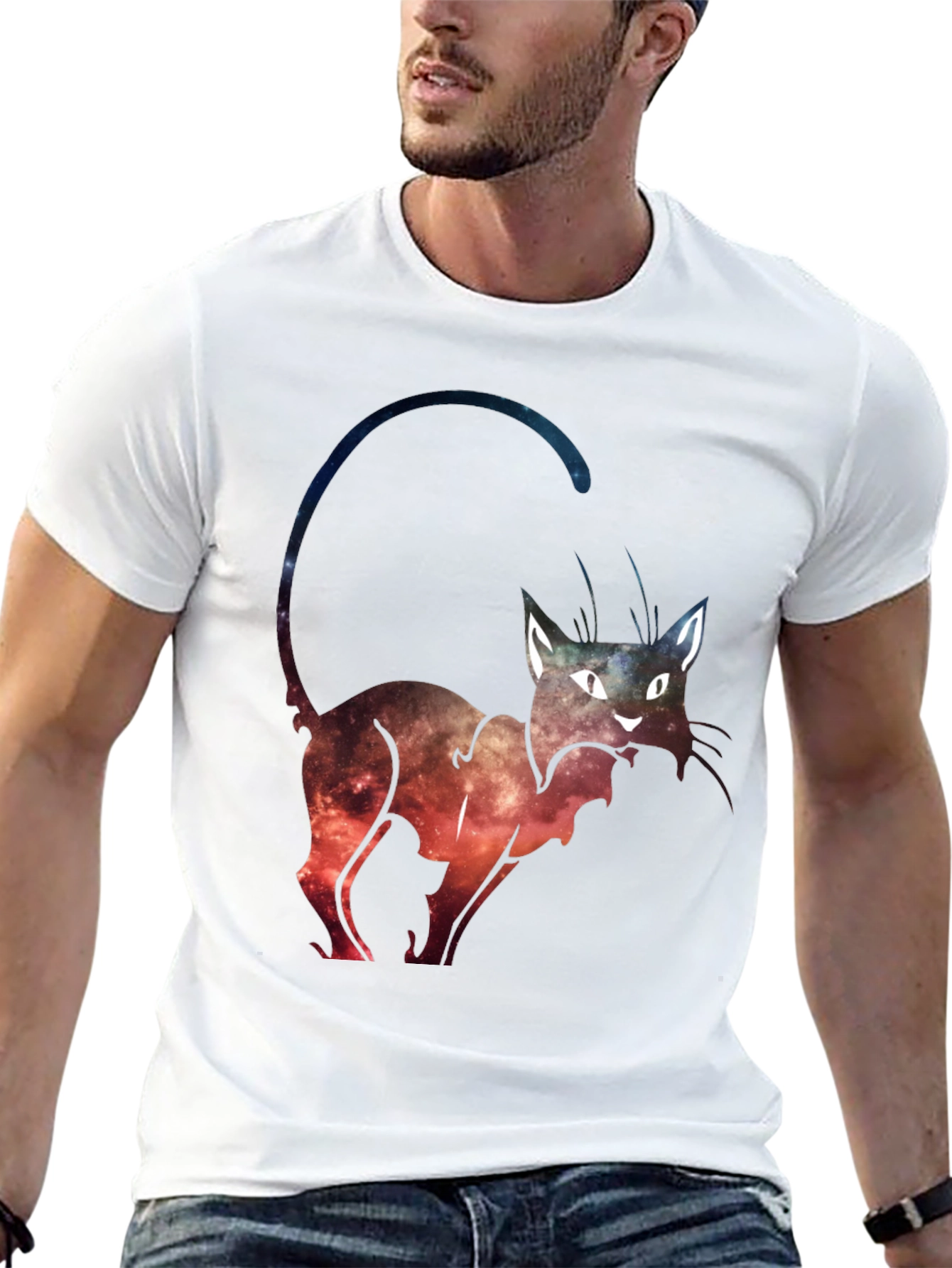 Black Cosmic Cat Graphic Tee view 13