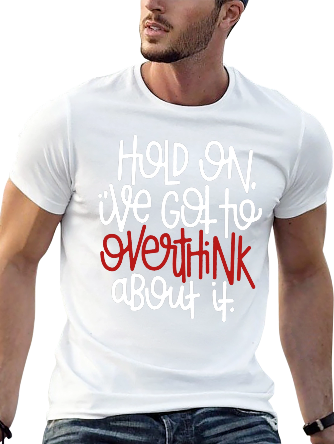Black Hold On Overthink T-Shirt view 13