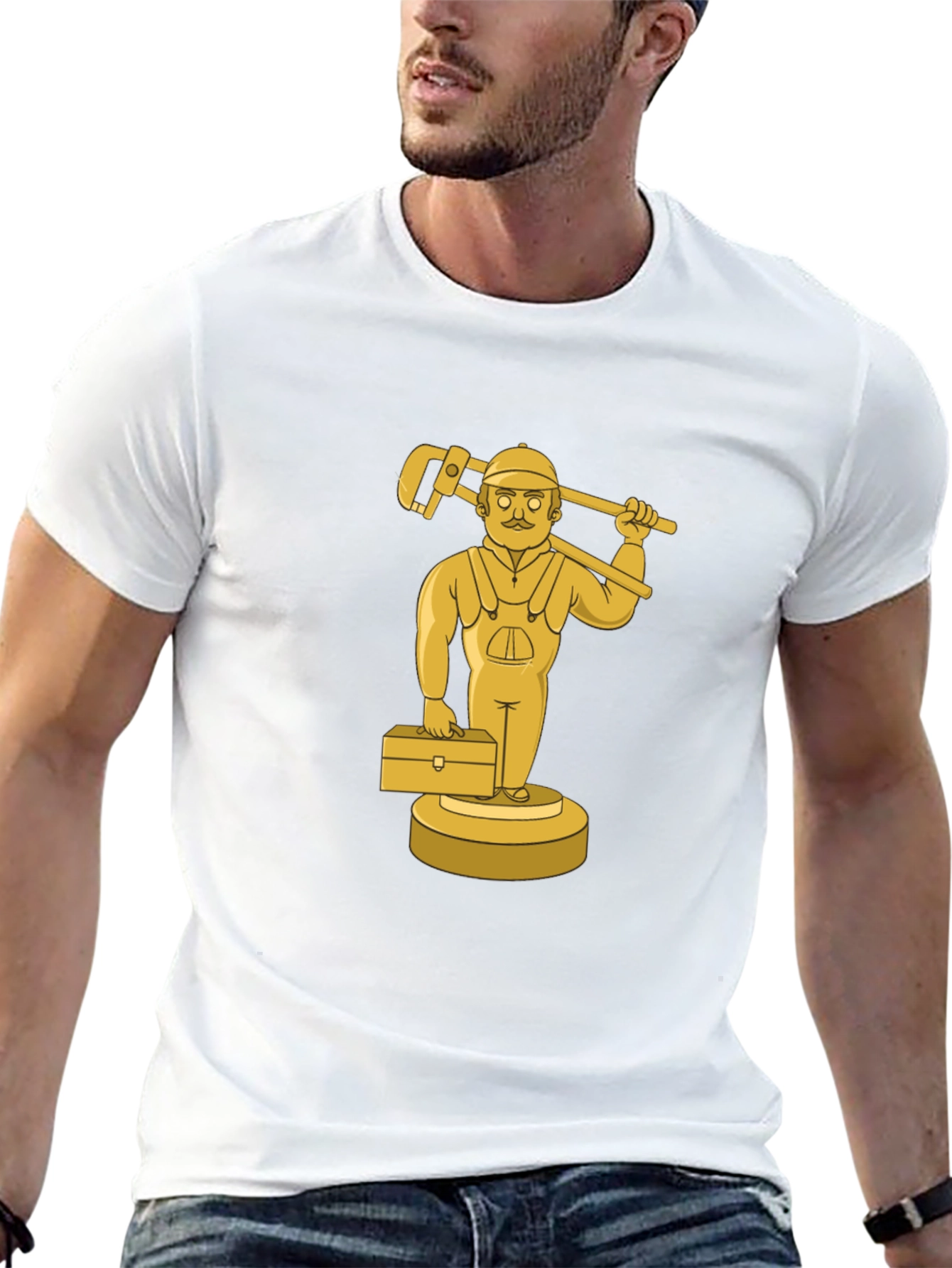 Black Golden Plumber Cartoon Graphic Tee view 13