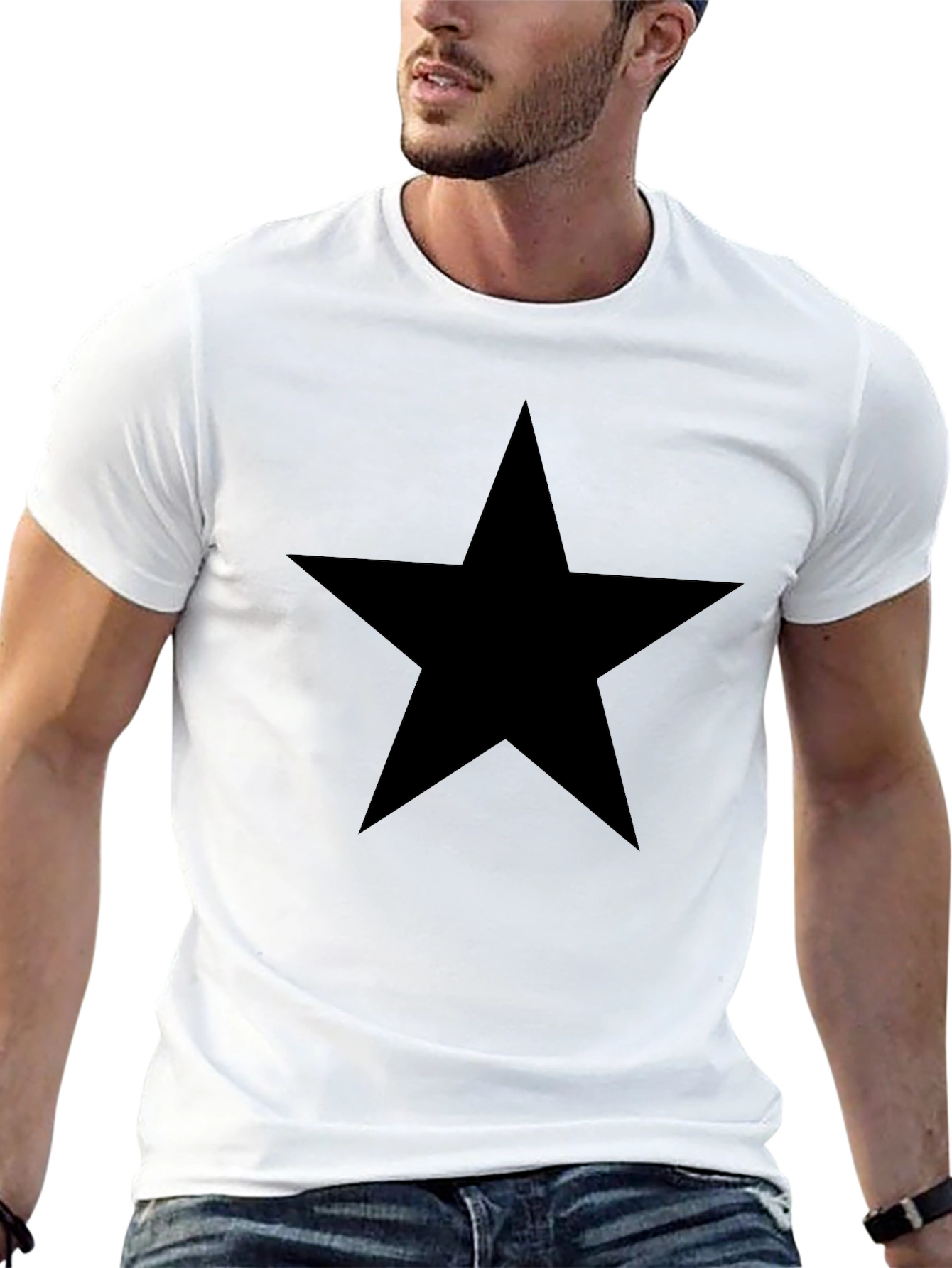 Black Bold Black Star Tee - Classic Casual Style view 13