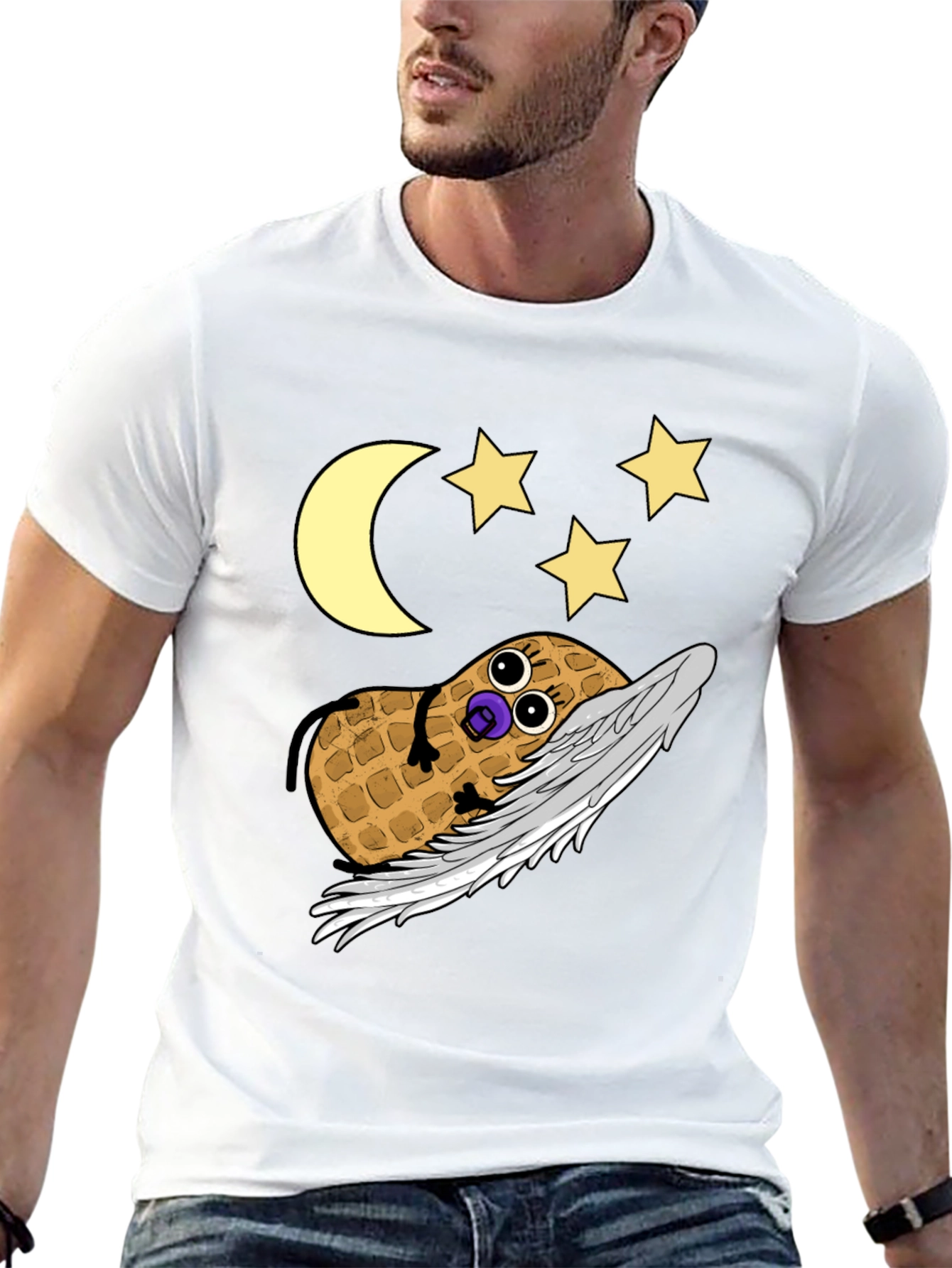 Black Whimsical Peanut Angel Graphic Tee view 13