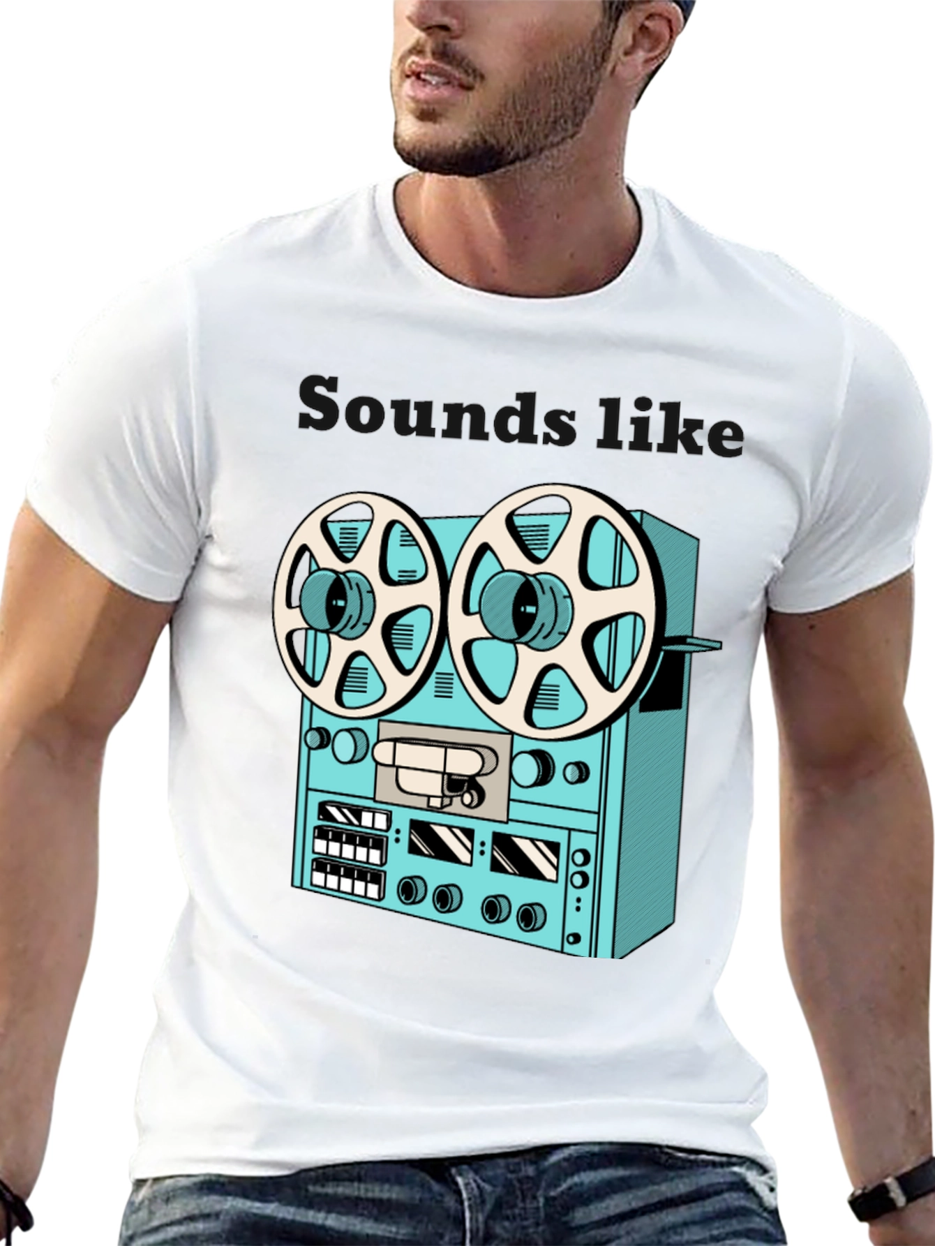 Black Vintage Reel-to-Reel T-Shirt - Retro Audio Style view 13