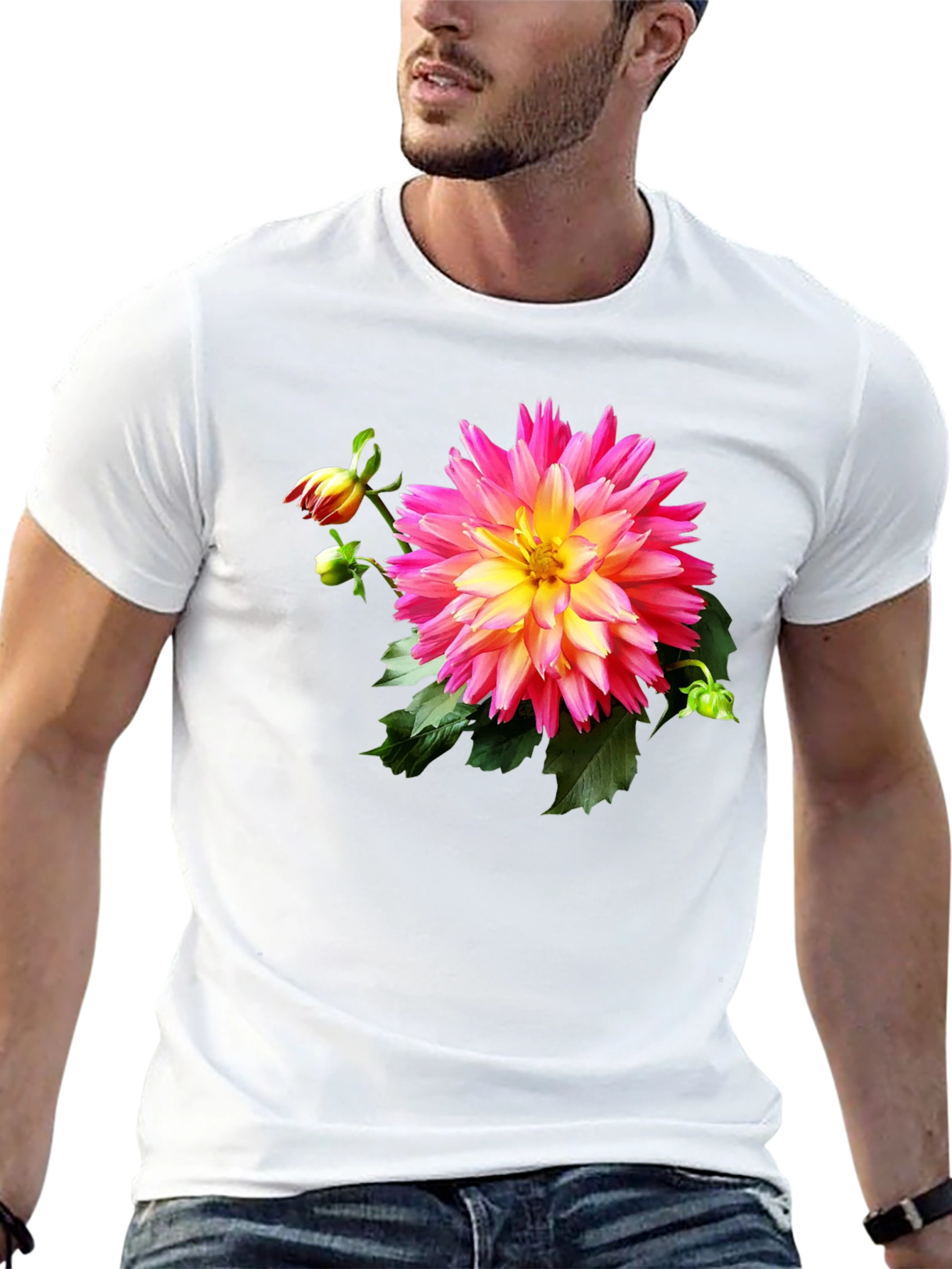 Black Floral Print T-Shirt - Men's Graphic Tee view 13