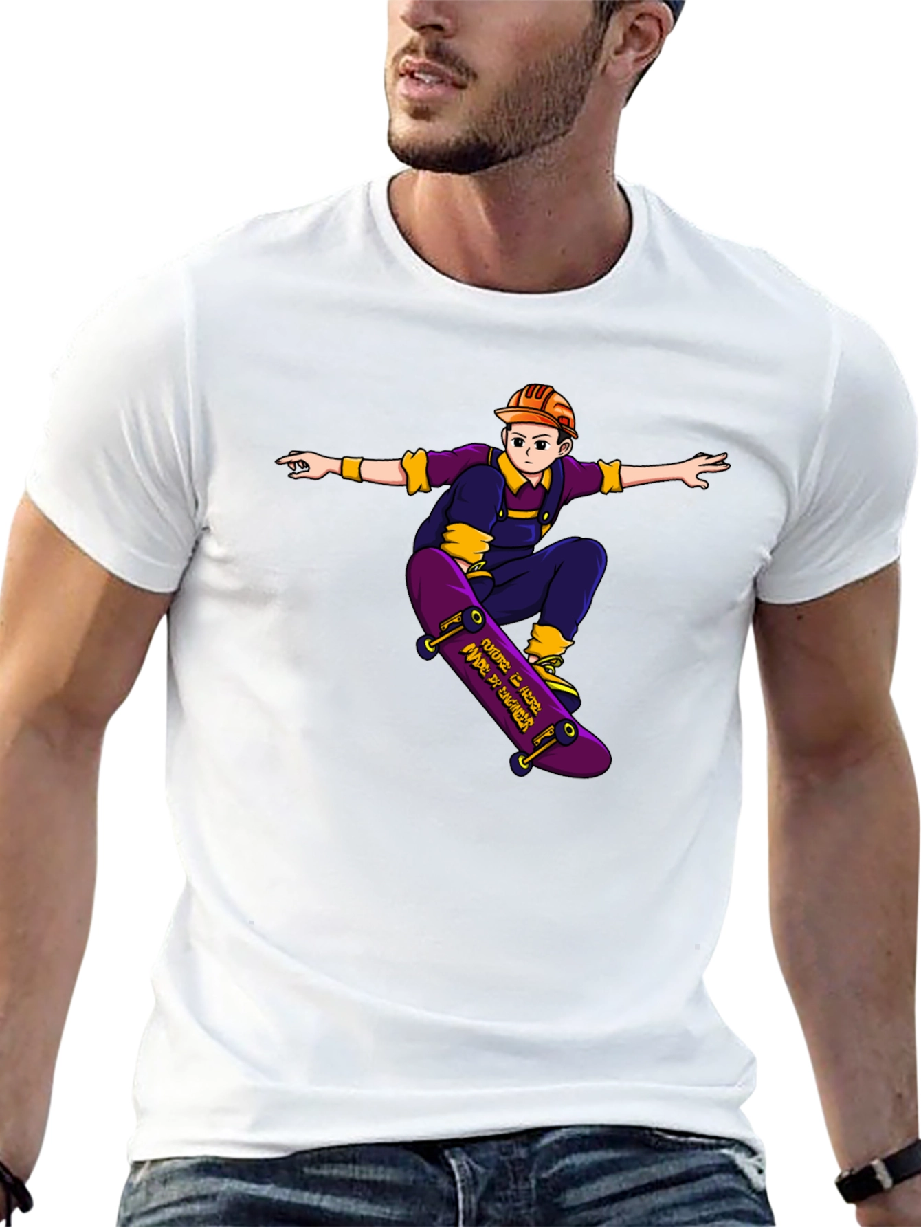 Black Skateboarding Builder Graphic Tee - Cool Casual Style view 13