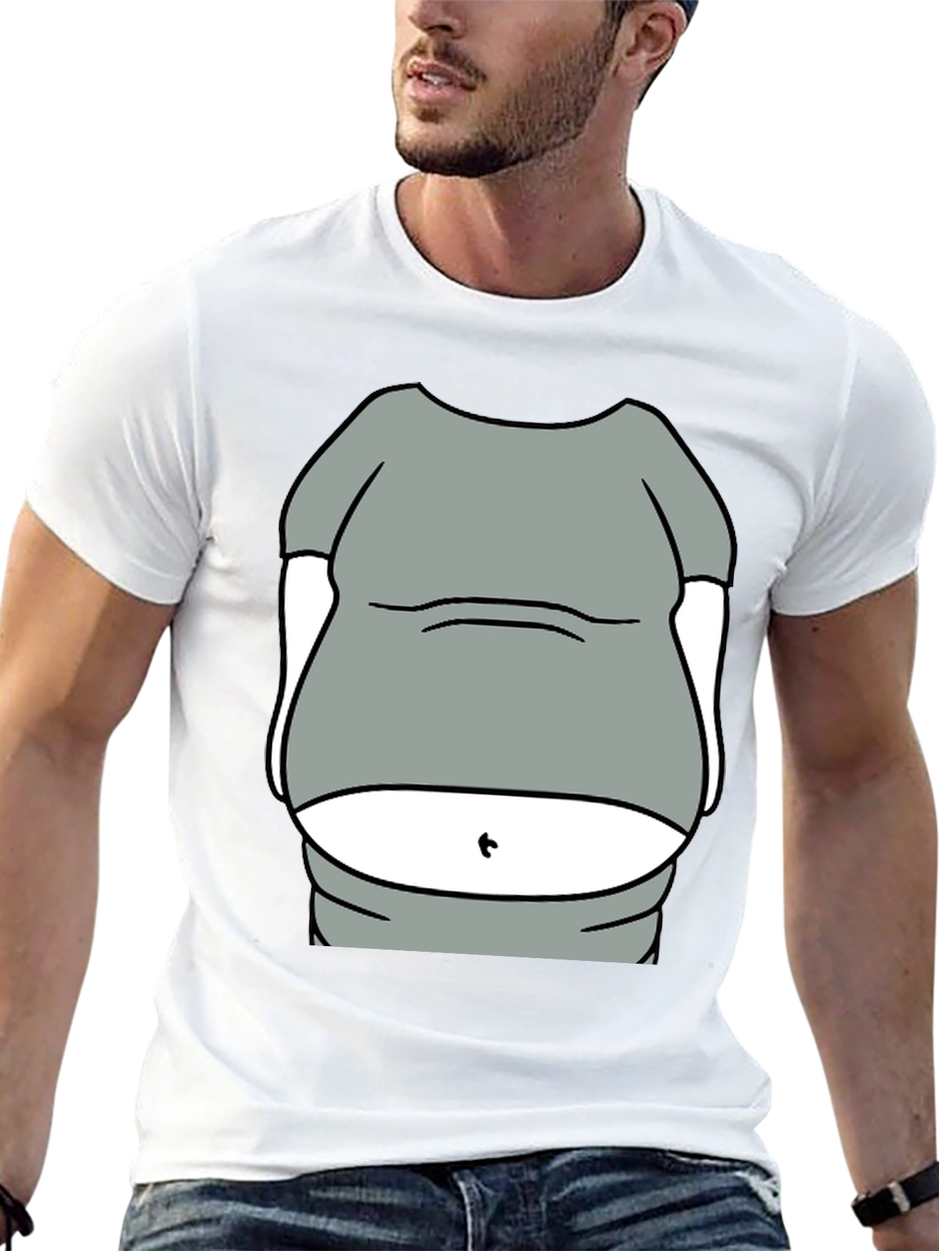 Black Humorous Belly T-Shirt - Funny Graphic Tee view 13