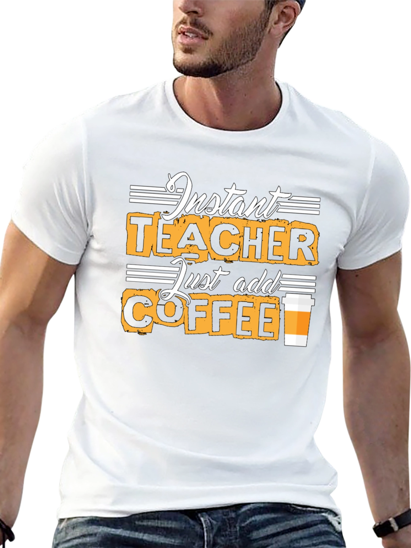 Black Instant Teacher Just Add Coffee Black T-Shirt view 13