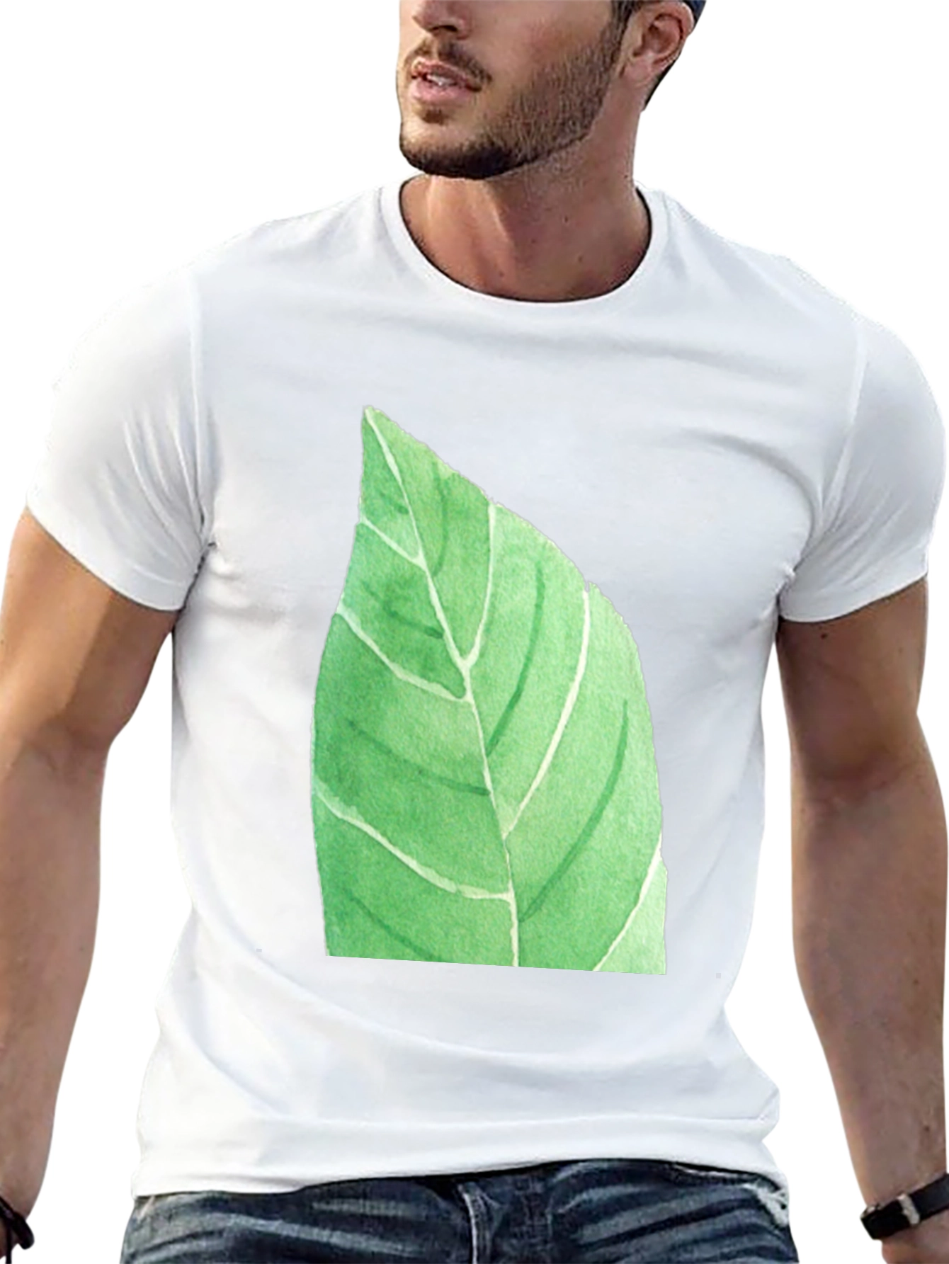 Black Leaf Graphic Black T-Shirt - Nature Inspired Casual Wear view 13