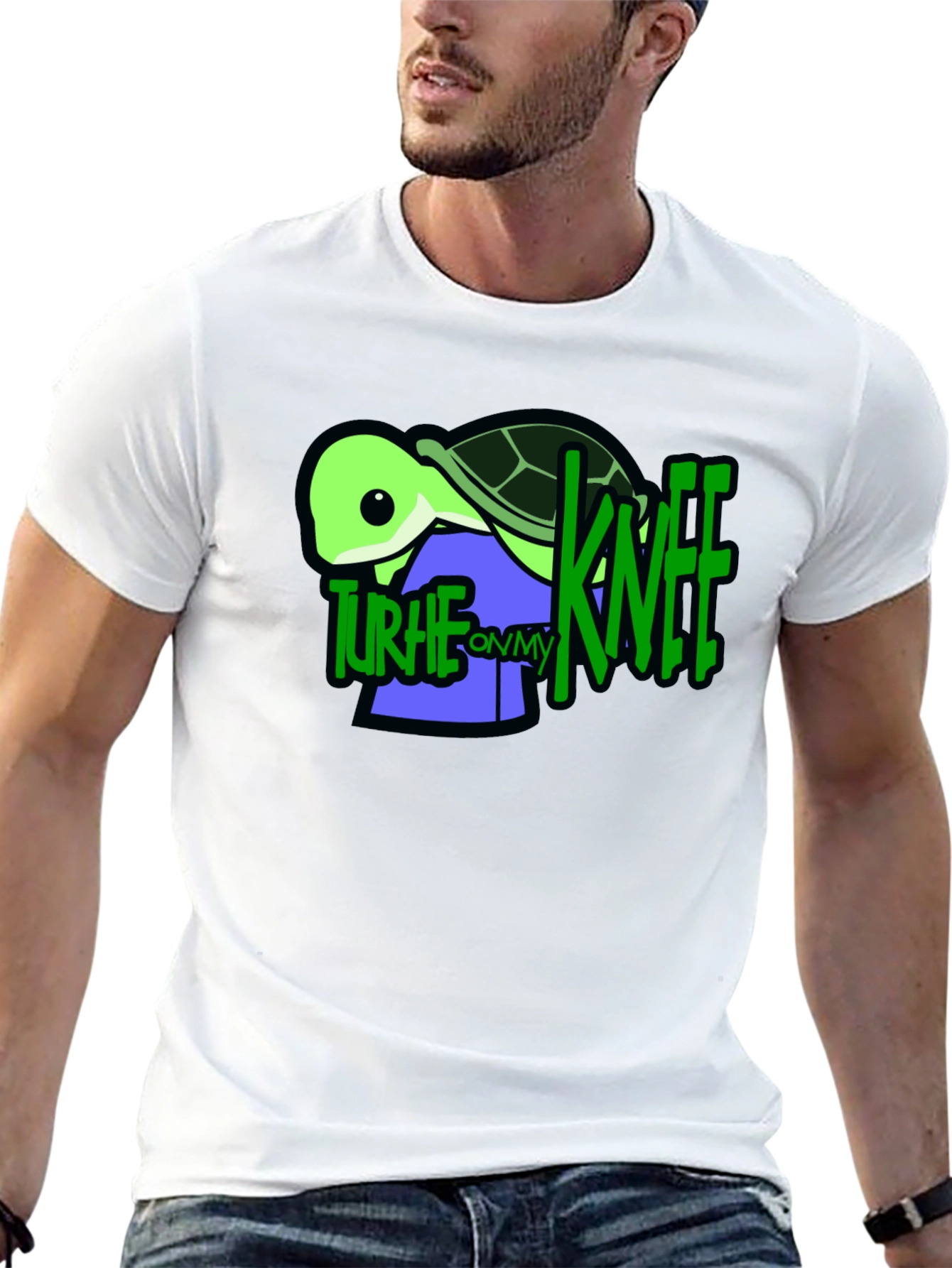 Black Turtle On My Knee Graphic T-Shirt view 13