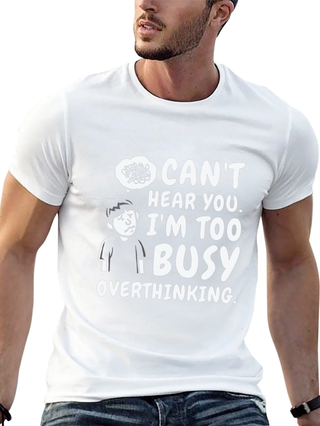 Black Overthinking T-Shirt - Funny Graphic Tee view 13