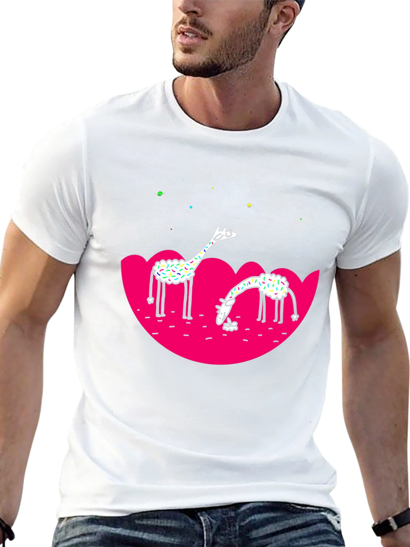 Black Giraffe Graphic Tee - Black Cotton T-Shirt view 13