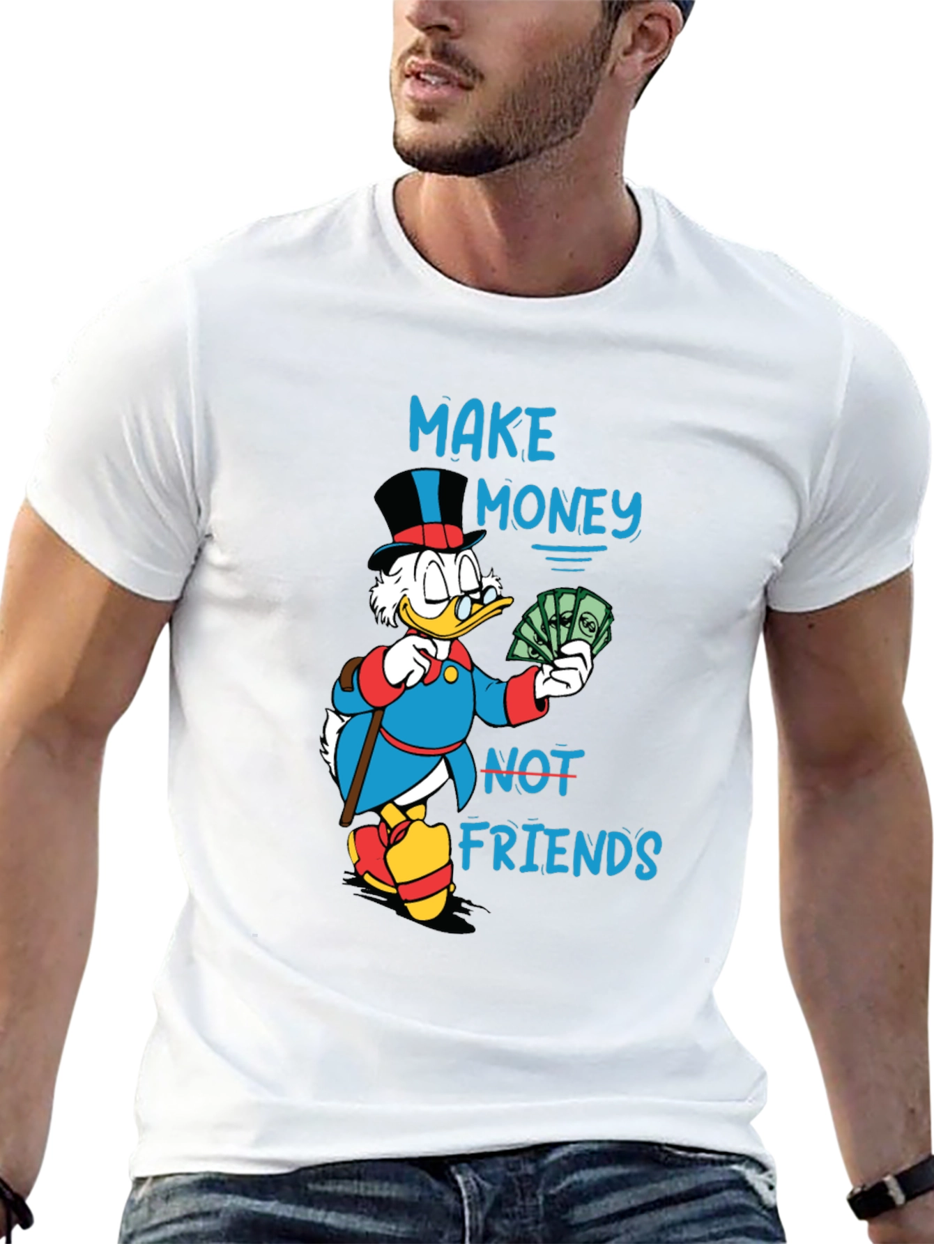 Black Make Money Not Friends Graphic T-Shirt view 13
