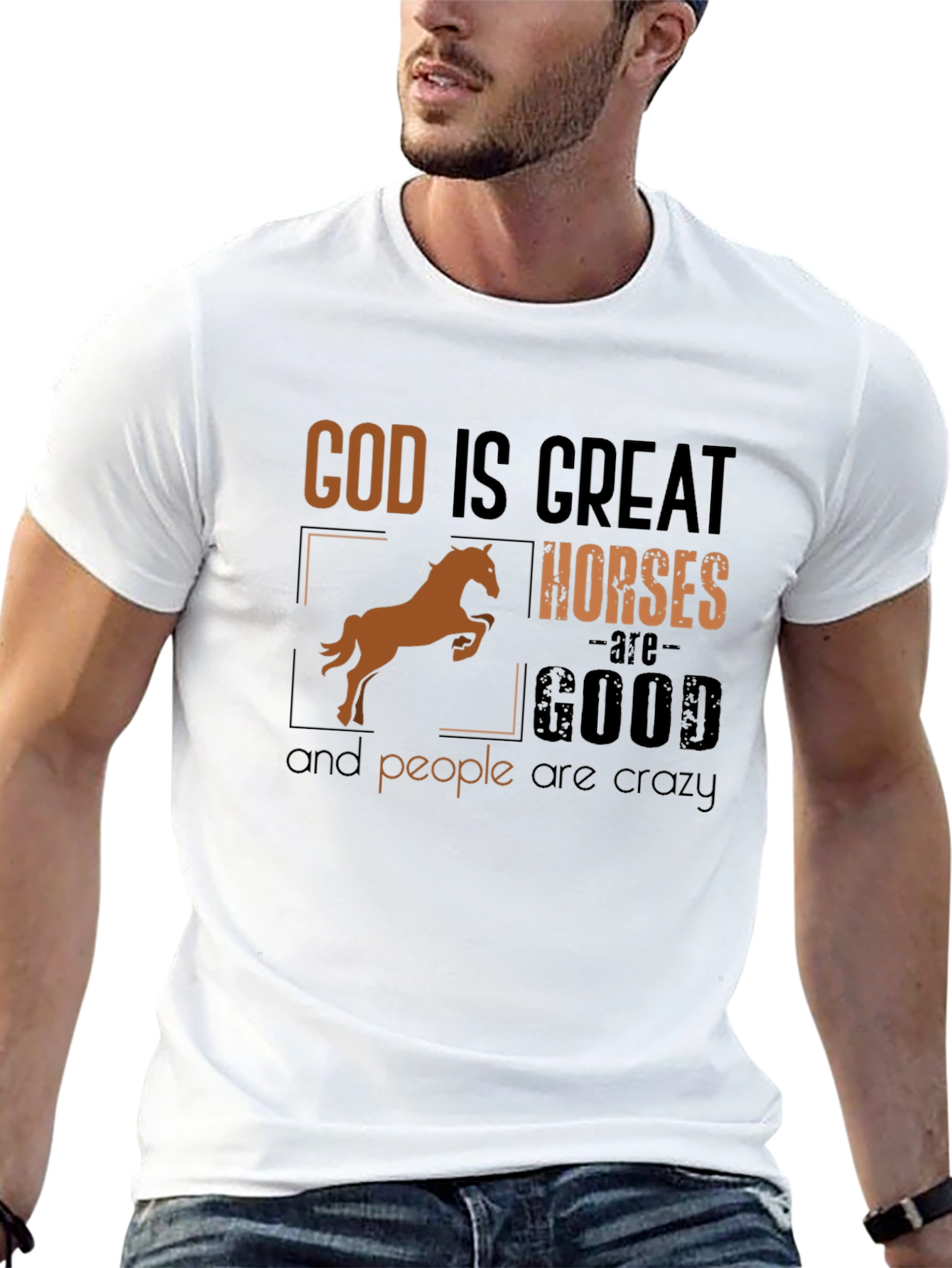 Black God Is Great Horses Are Good Funny T-Shirt view 13
