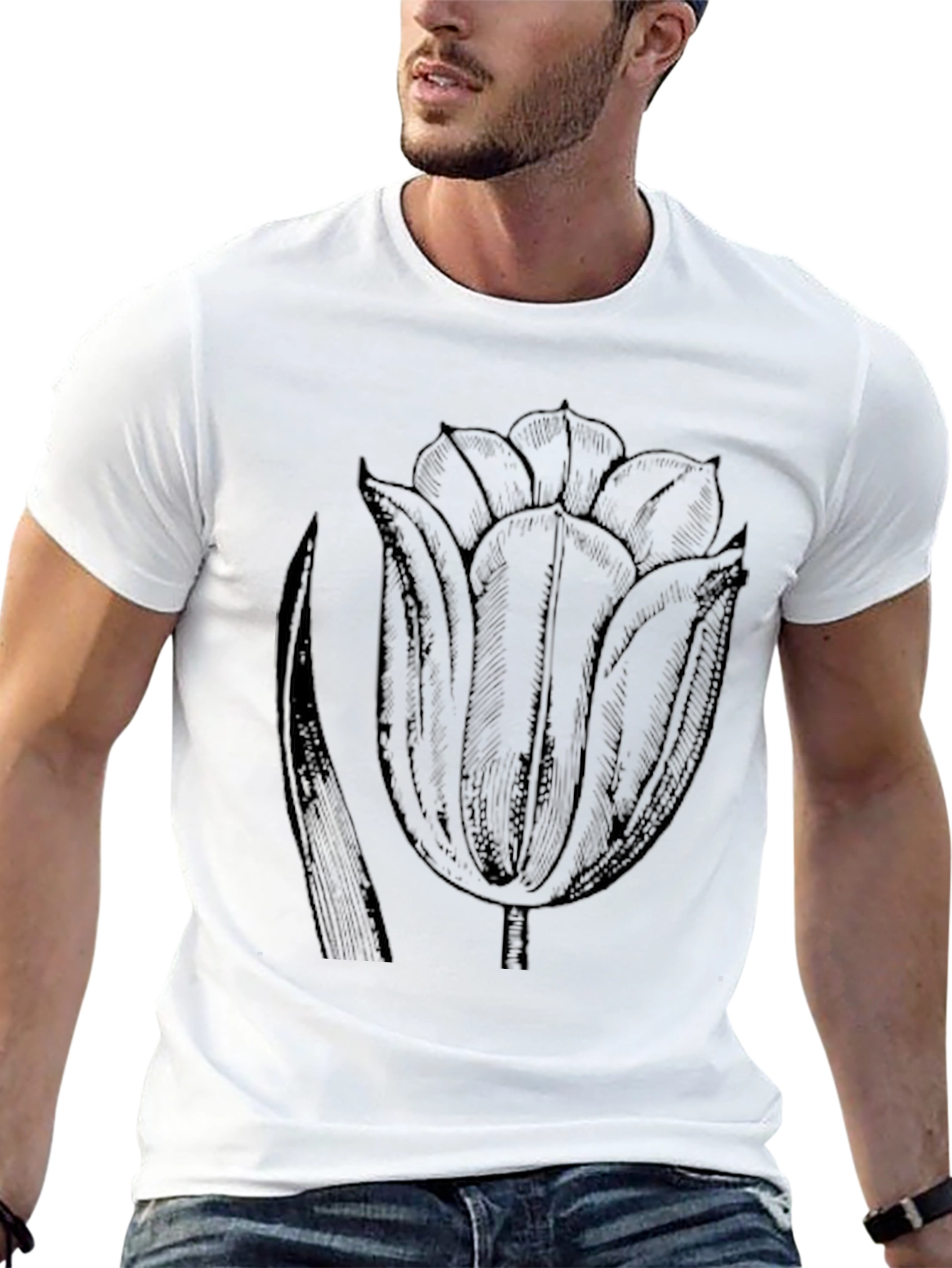 Black Black Tulip Graphic Tee - Modern Casual Style view 13