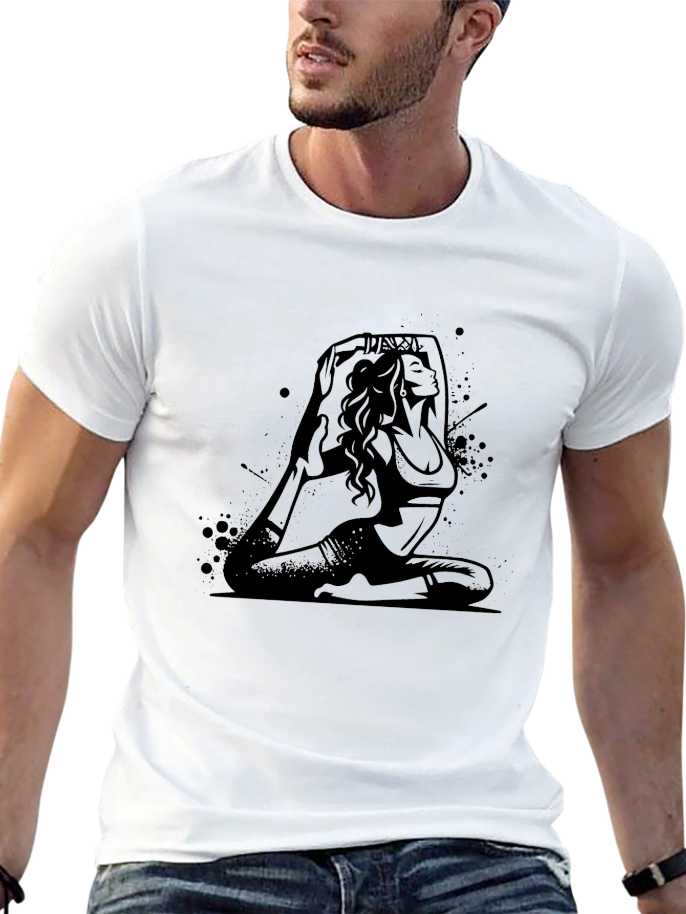 Black Yoga Pose Graphic Print Tee - Black view 13