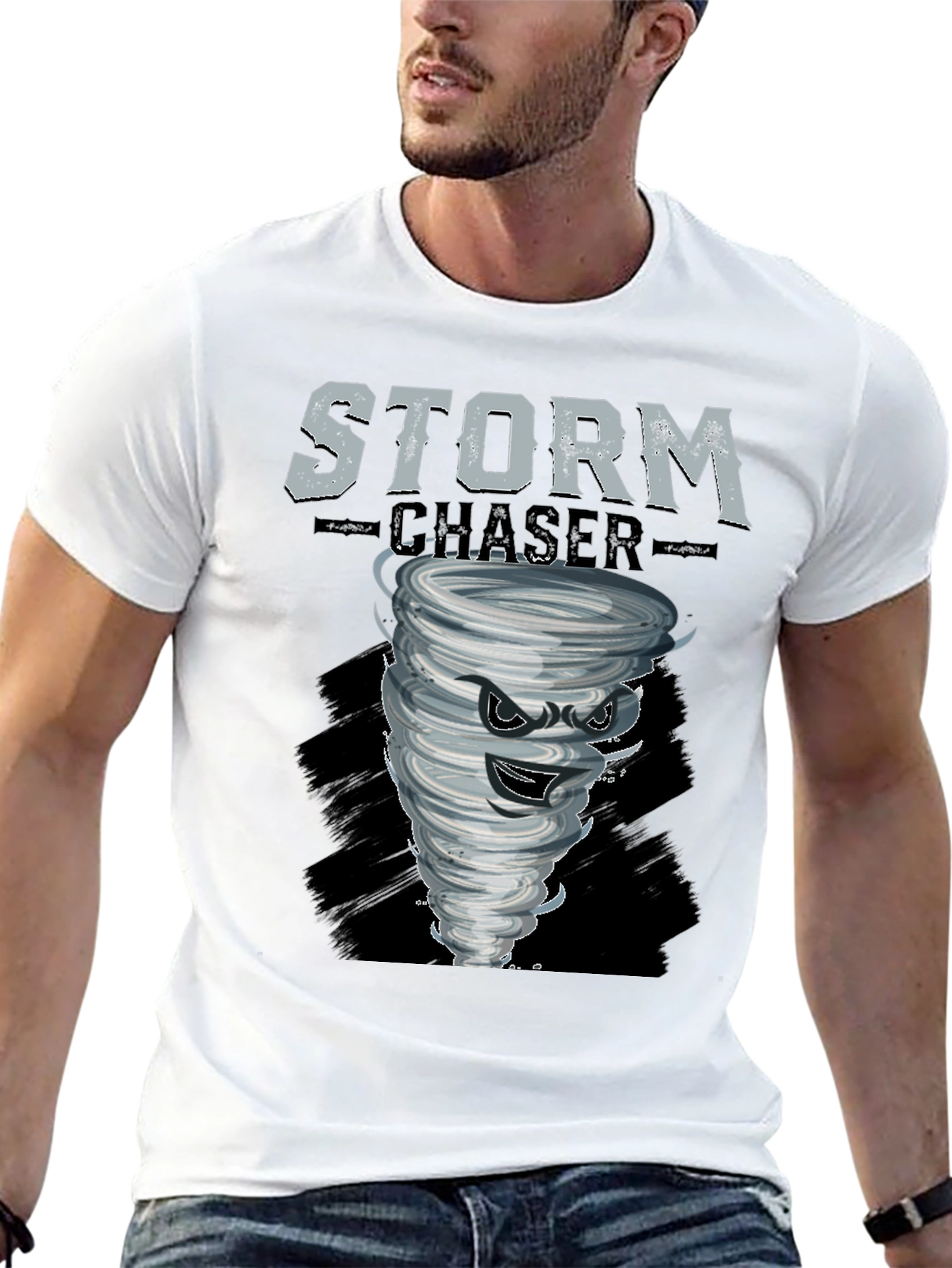 Black Storm Chaser Graphic Tee - Black Cotton T-Shirt view 13