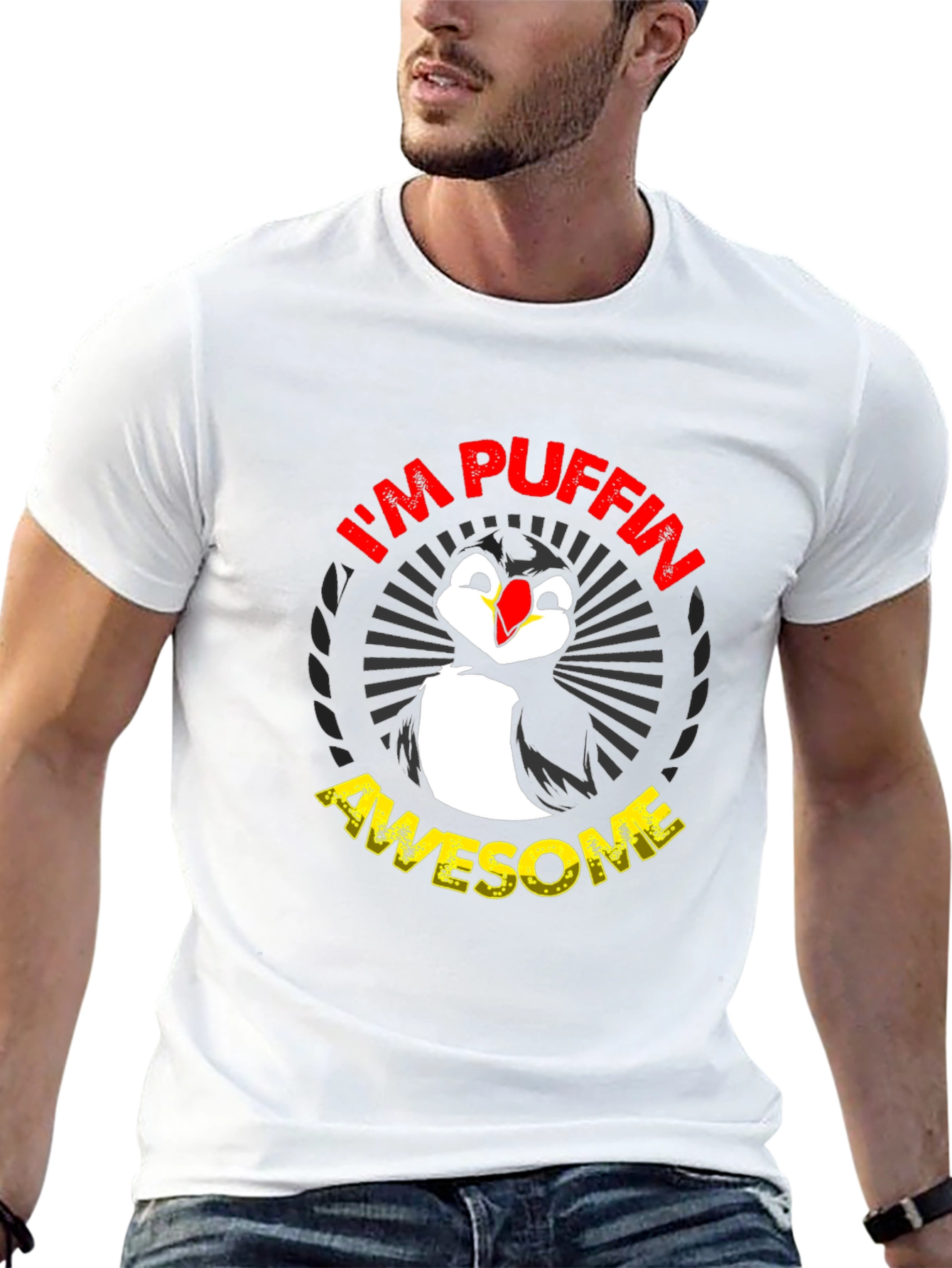 Black I'm Puffin Awesome Graphic T-Shirt view 13