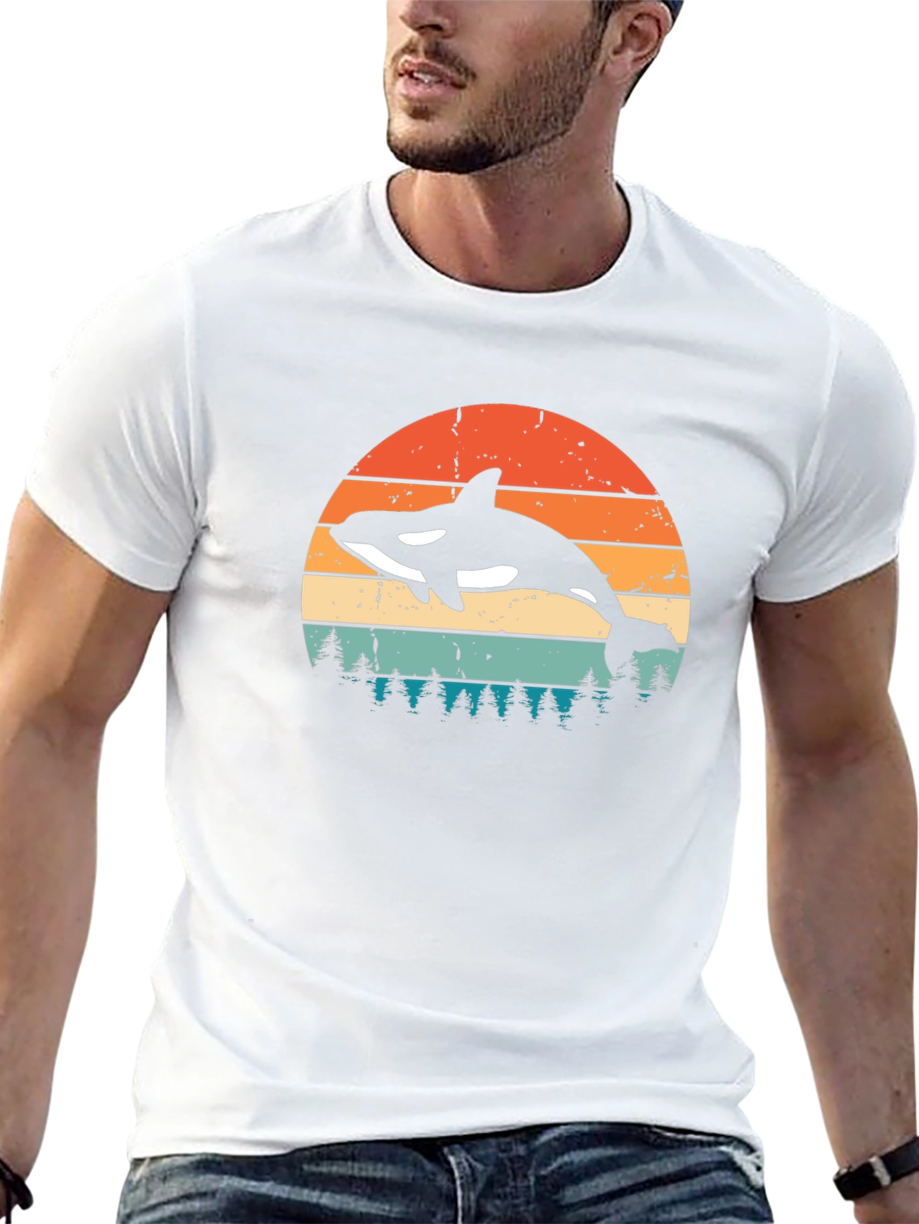 Black Orca Sunset Graphic Tee - Retro Style view 13