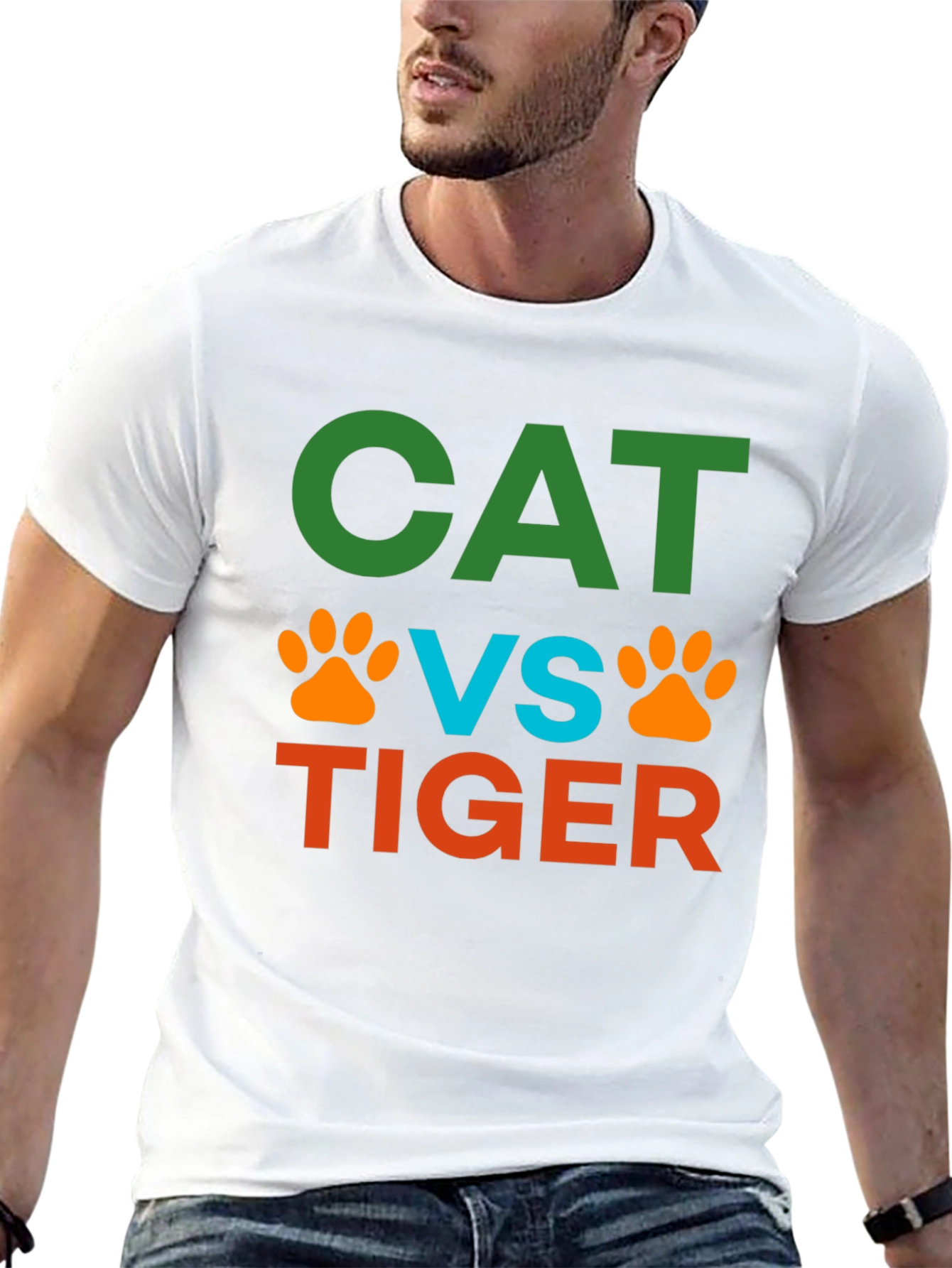 Black Cat VS Tiger Graphic Tee - Soft Cotton Blend, Unisex Fit view 13