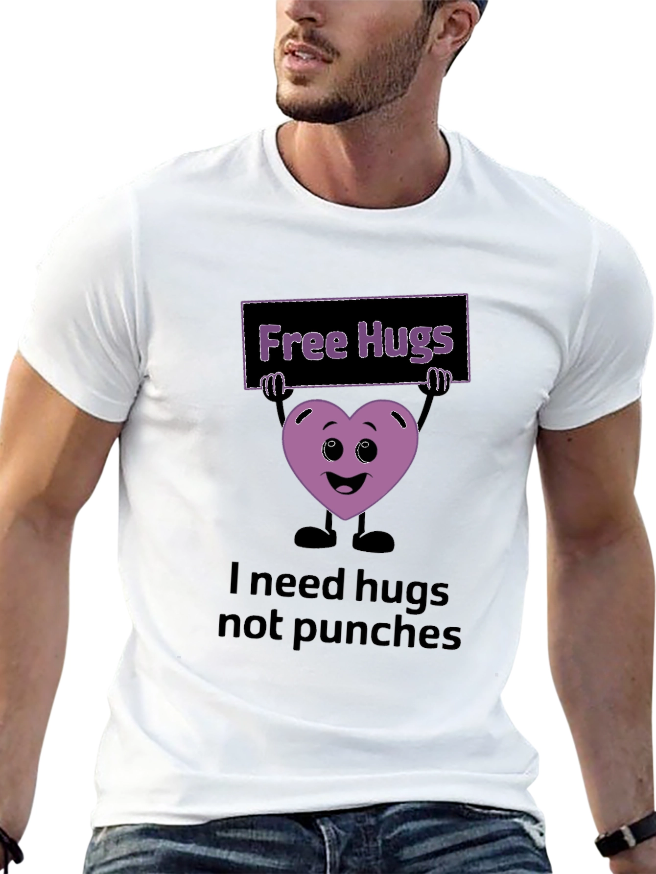 Black Free Hugs Graphic T-Shirt view 13