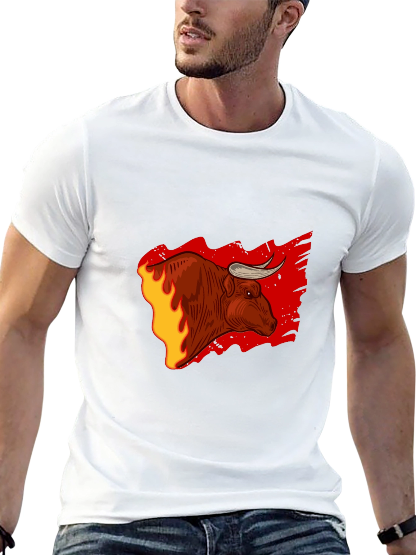 Black Fiery Bull Graphic Tee - Bold Black T-Shirt view 13