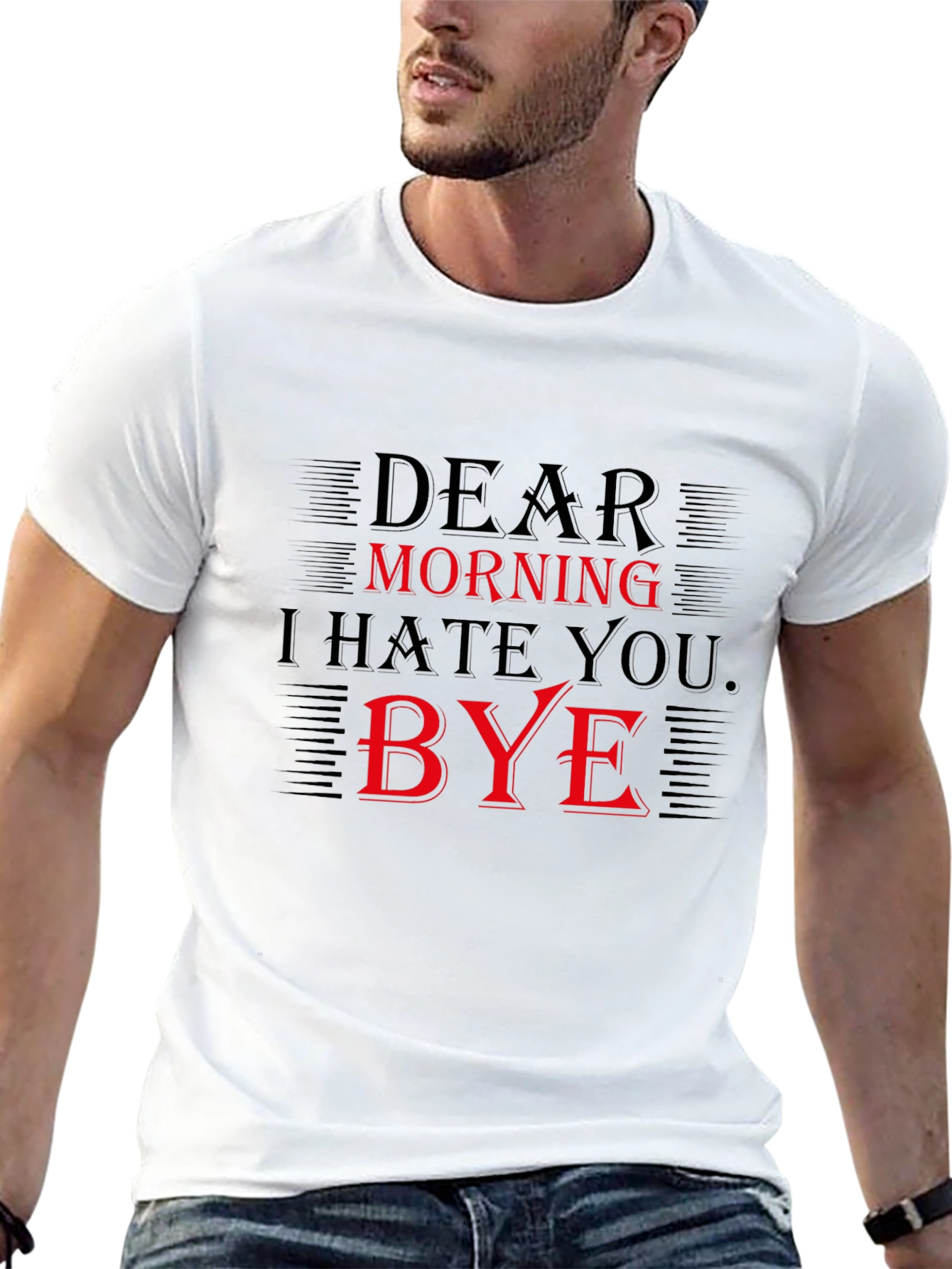 Black Dear Morning I Hate You Bye Graphic Tee view 13