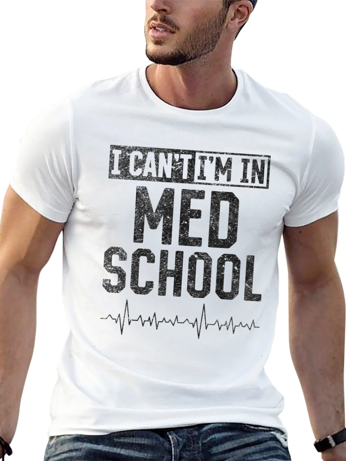 Black Med School T-Shirt - I Can't I'm In view 13