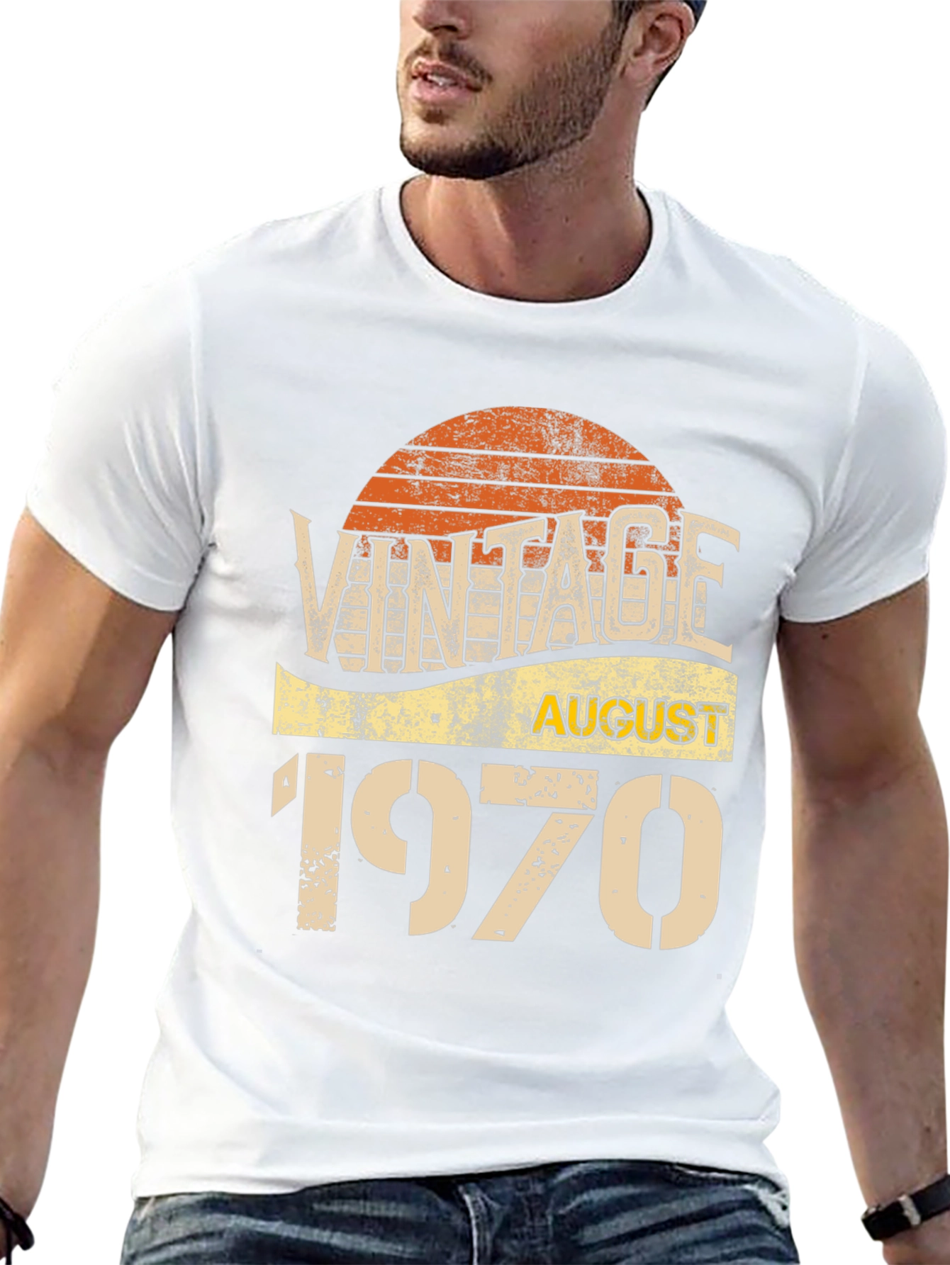 Black Vintage August 1970 Birthday T-Shirt view 13