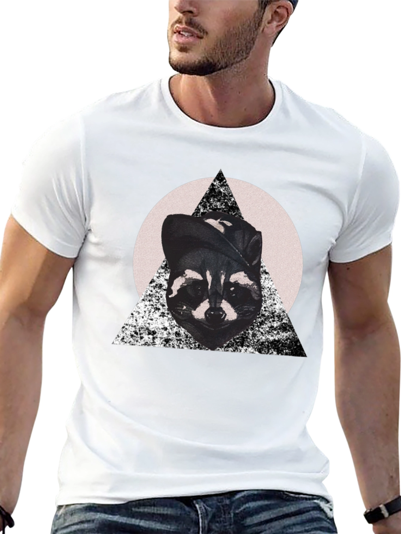 Black Cool Raccoon Graphic Tee view 13