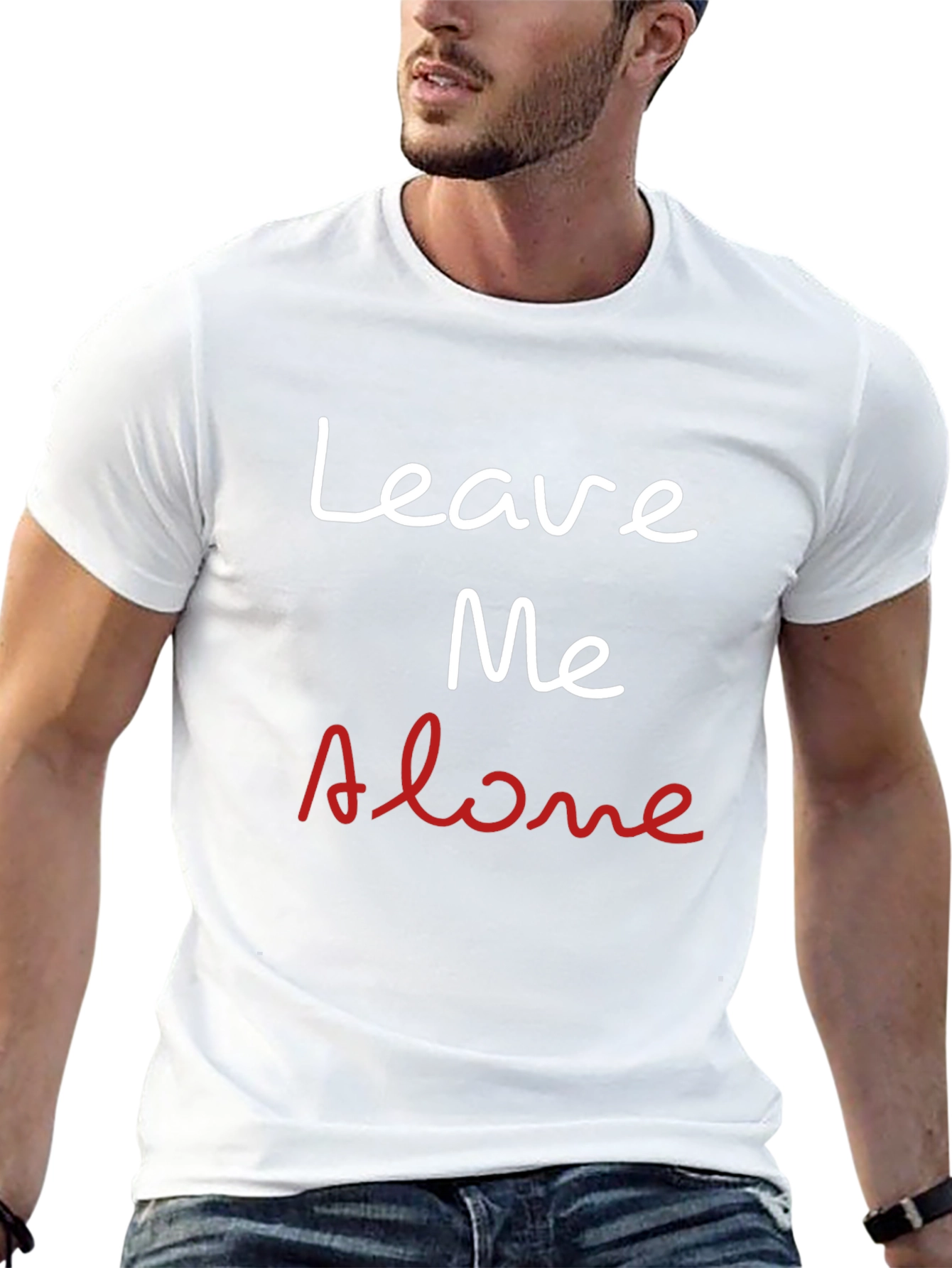Black Leave Me Alone Slogan Black T-Shirt view 13