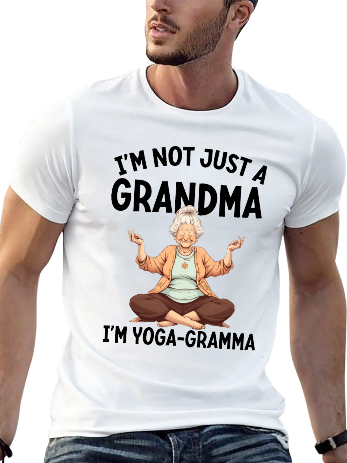 Black Yoga Grandma T-Shirt - I'm Not Just a Grandma view 13