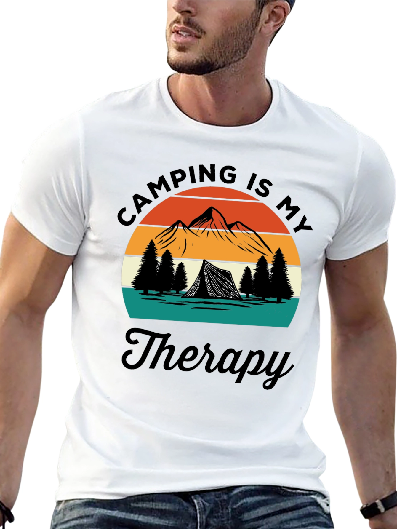 Black Camping Is My Therapy Graphic T-Shirt view 13