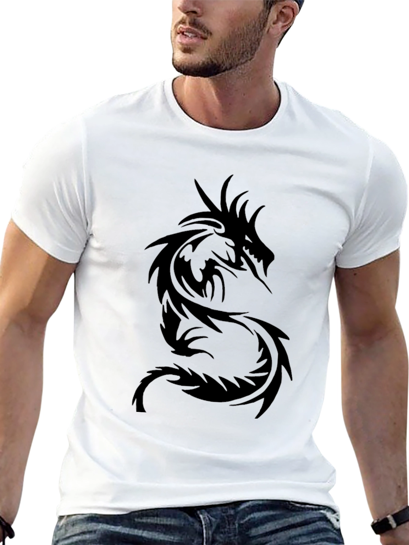 Black Men's Black Dragon Graphic Tee view 13