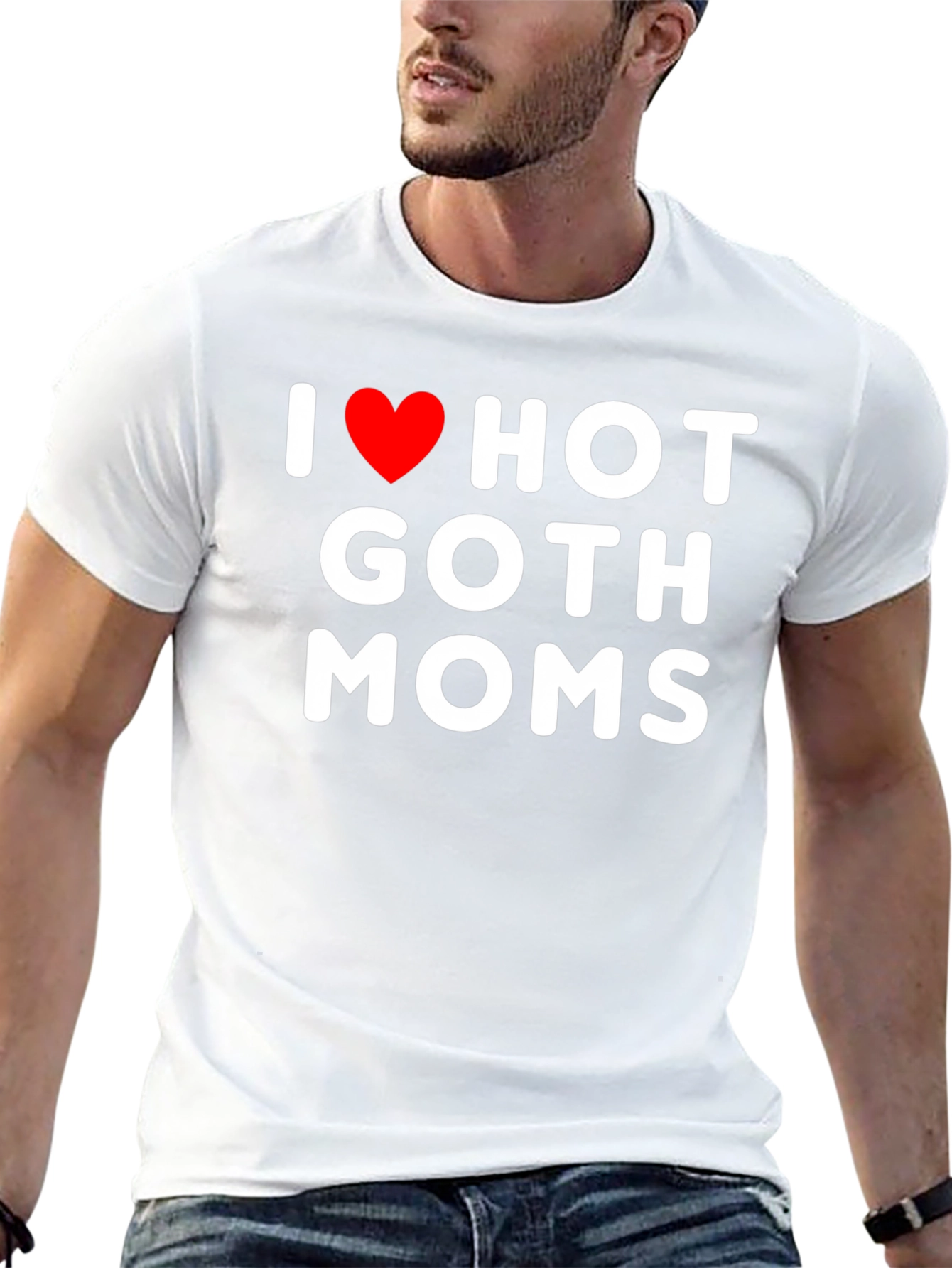 Black I Heart Hot Goth Moms T-Shirt - Black Cotton Tee view 13