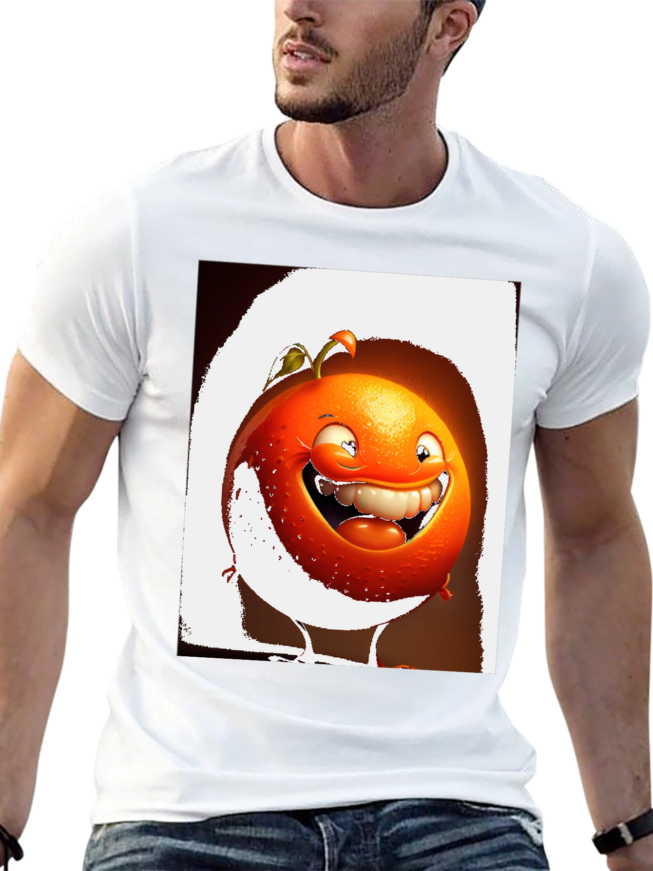 Black Funny Orange Cartoon Graphic Black T-Shirt view 13