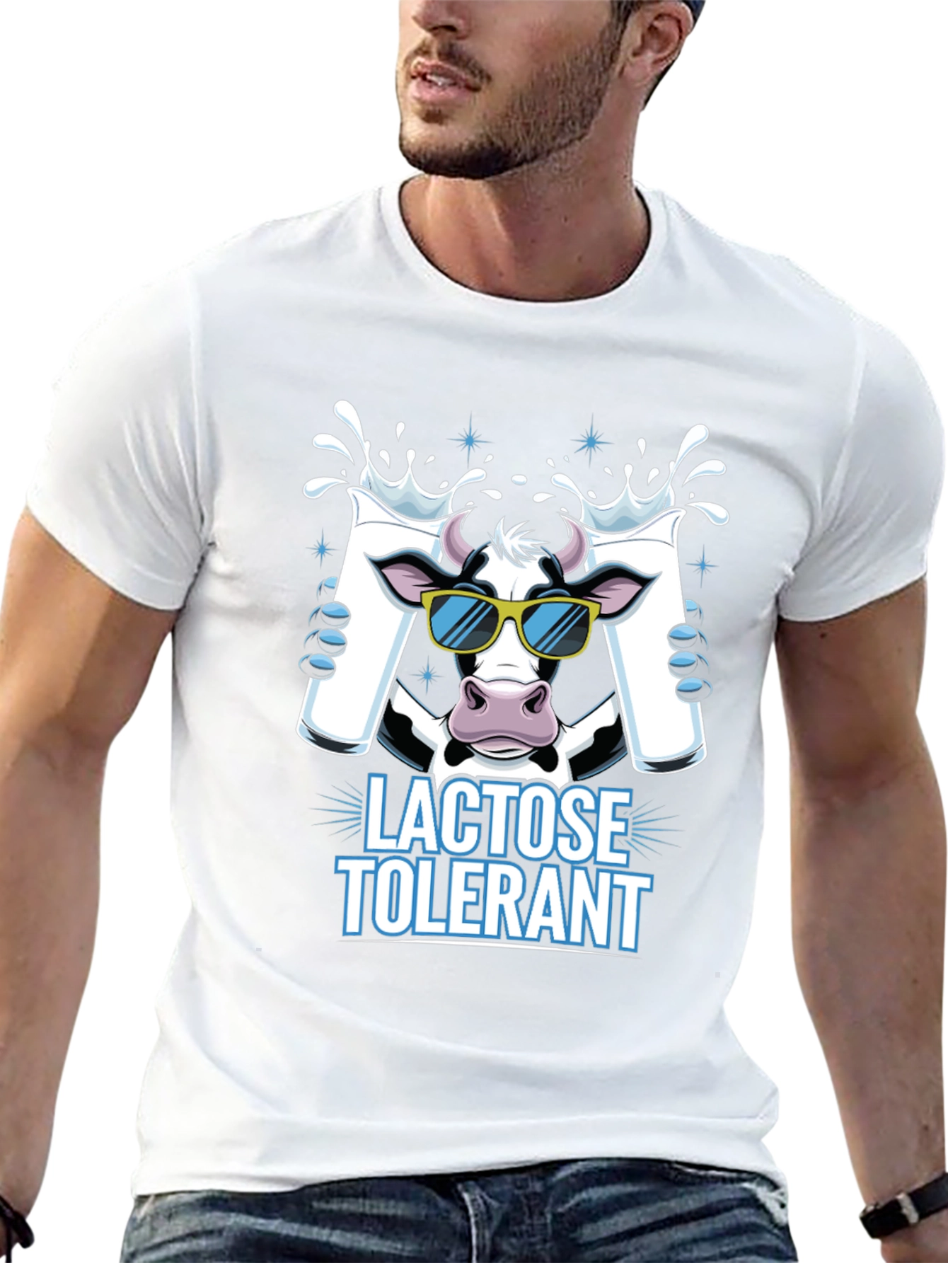 Black Lactose Tolerant Cow T-Shirt, Milk Lover Tee view 13