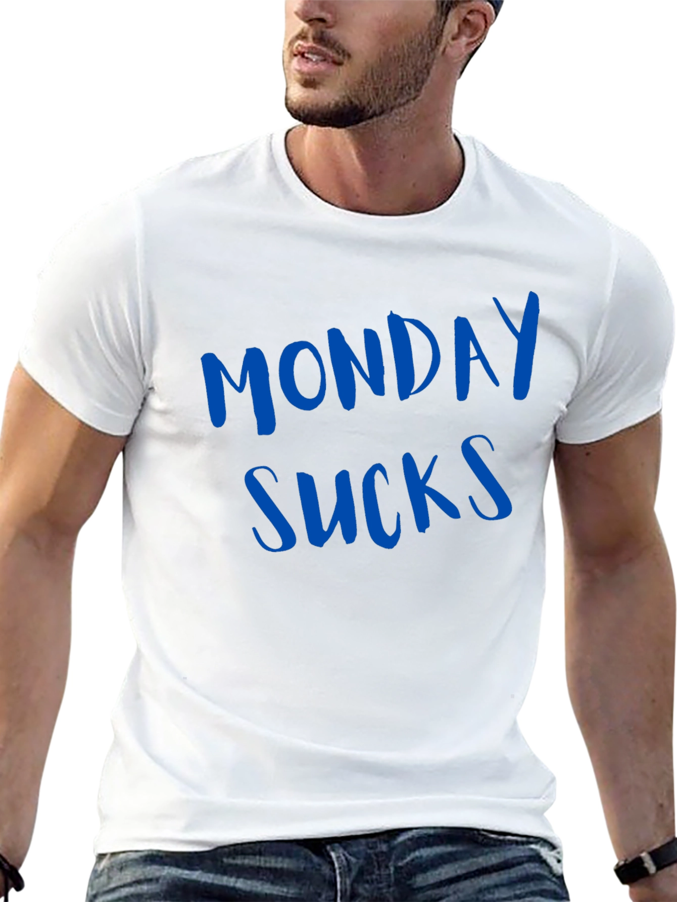 Black Monday Sucks Men's Black T-Shirt - Casual Wear view 13