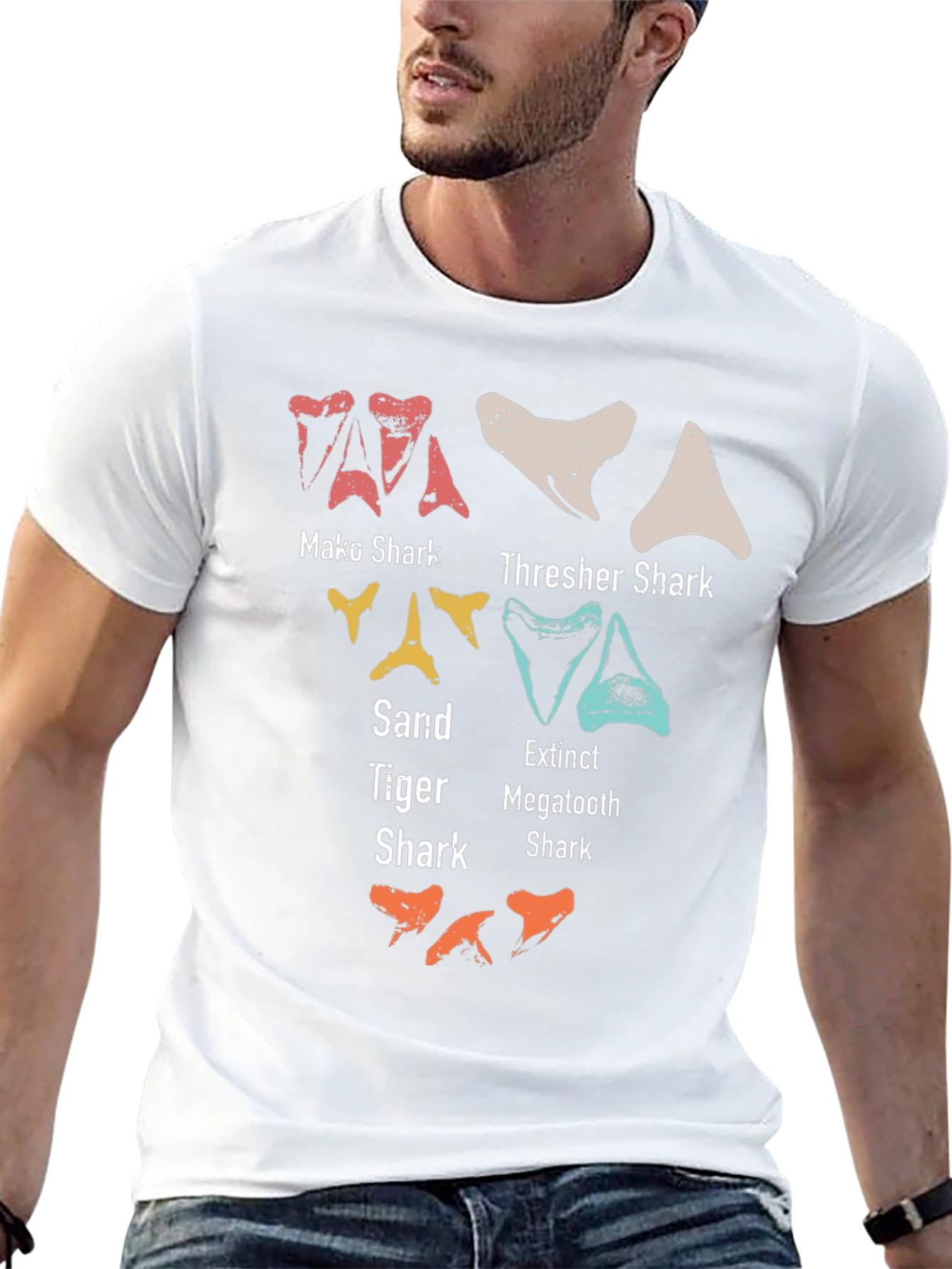 Black Shark Teeth Types T-Shirt - Marine Biology Tee view 13