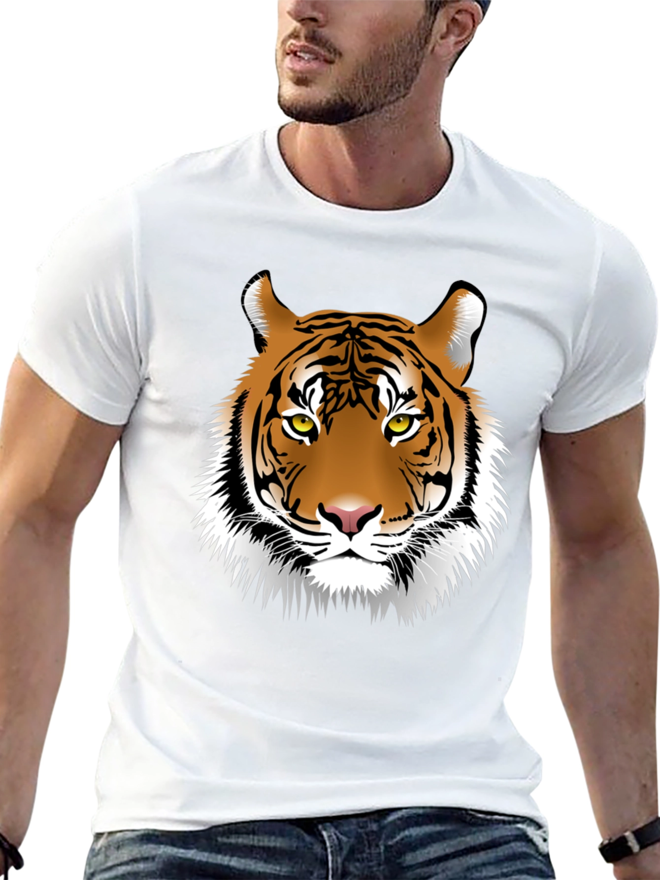 Black Tiger Graphic Print Crew Neck T-Shirt view 13