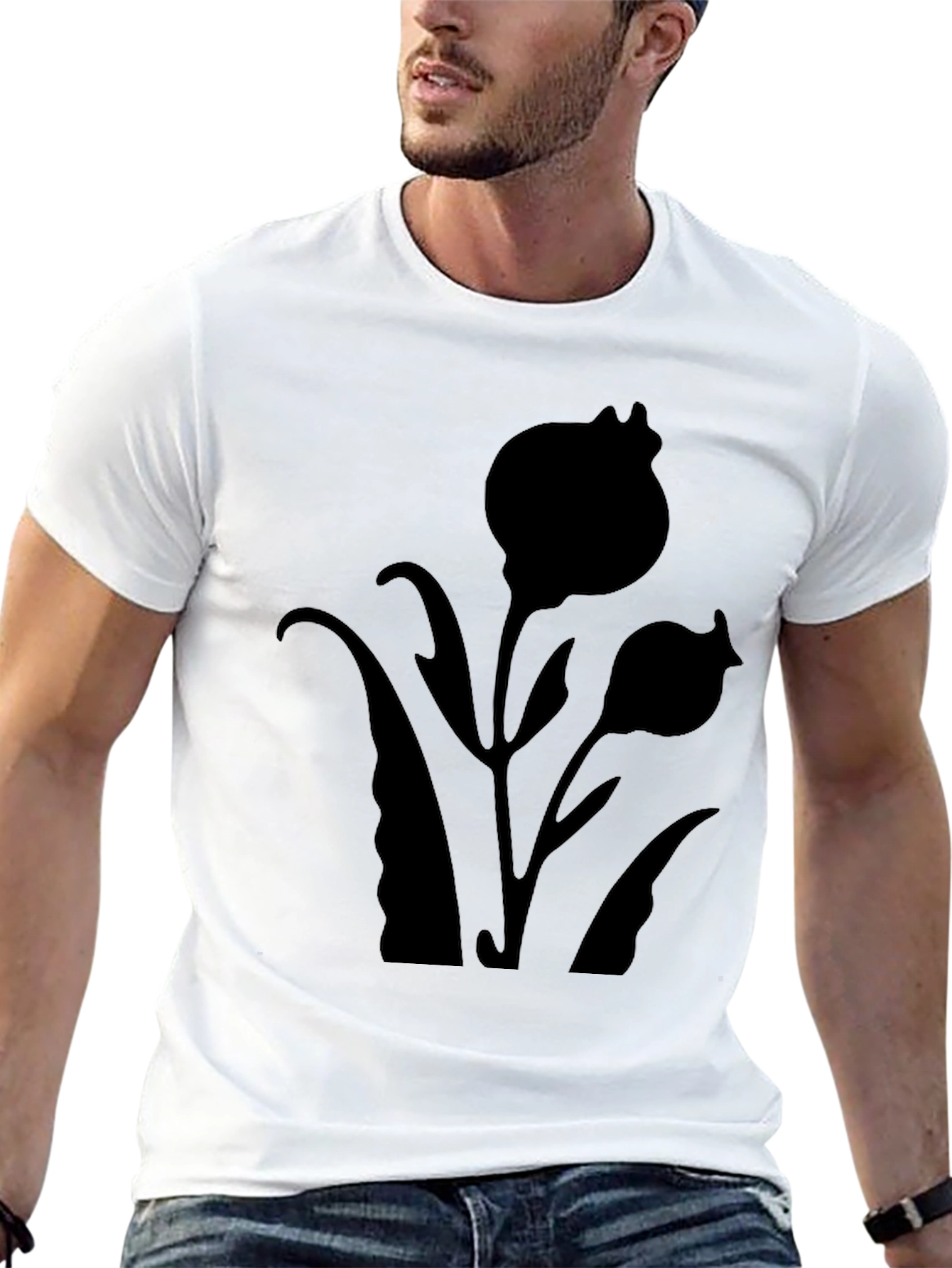 Black Black Floral Silhouette T-Shirt view 13