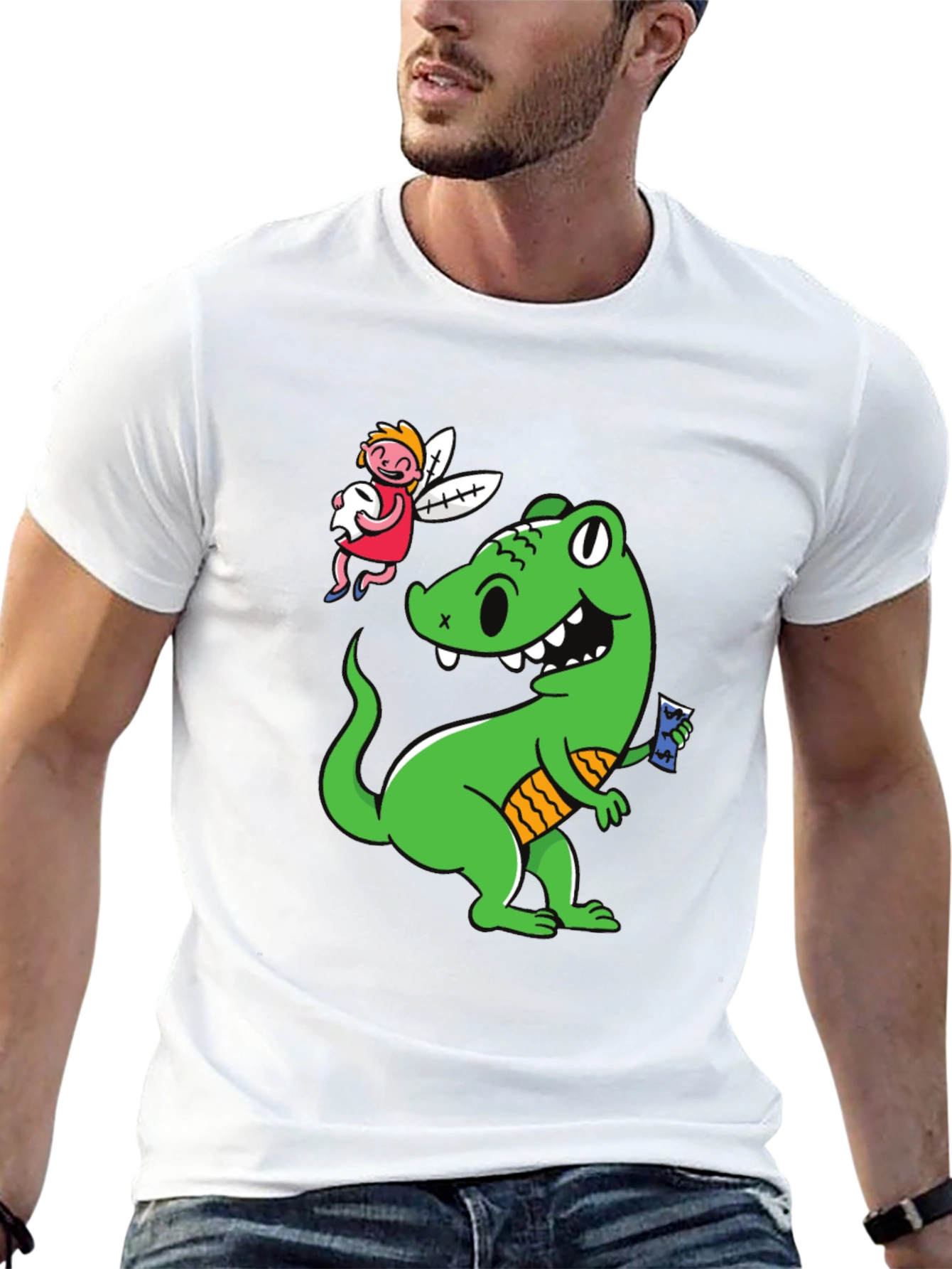 Black Dino & Tooth Fairy Graphic Tee view 13