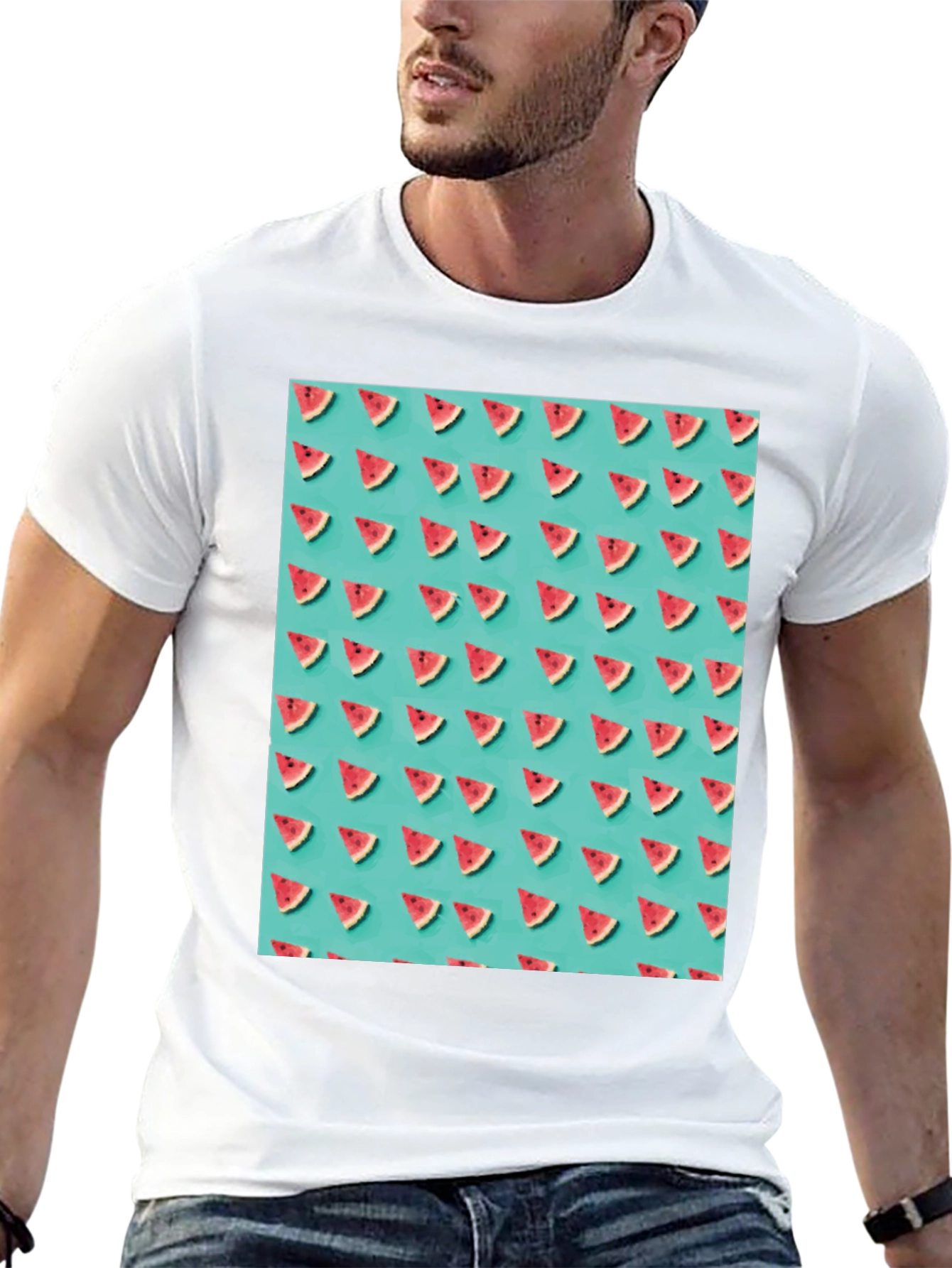 Black Trendy Watermelon Pattern T-Shirt view 13