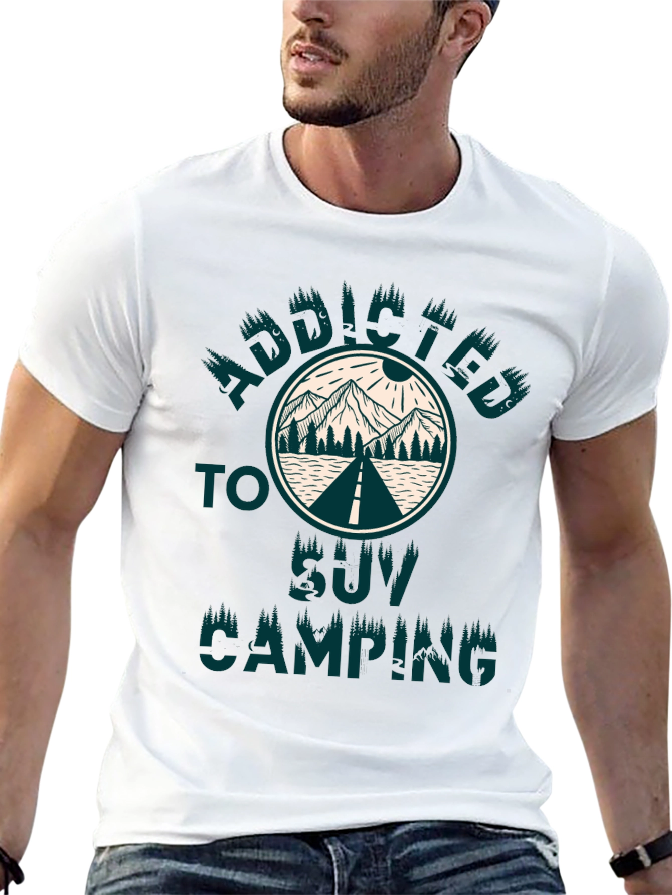 Black Addicted to SUV Camping T-Shirt view 13