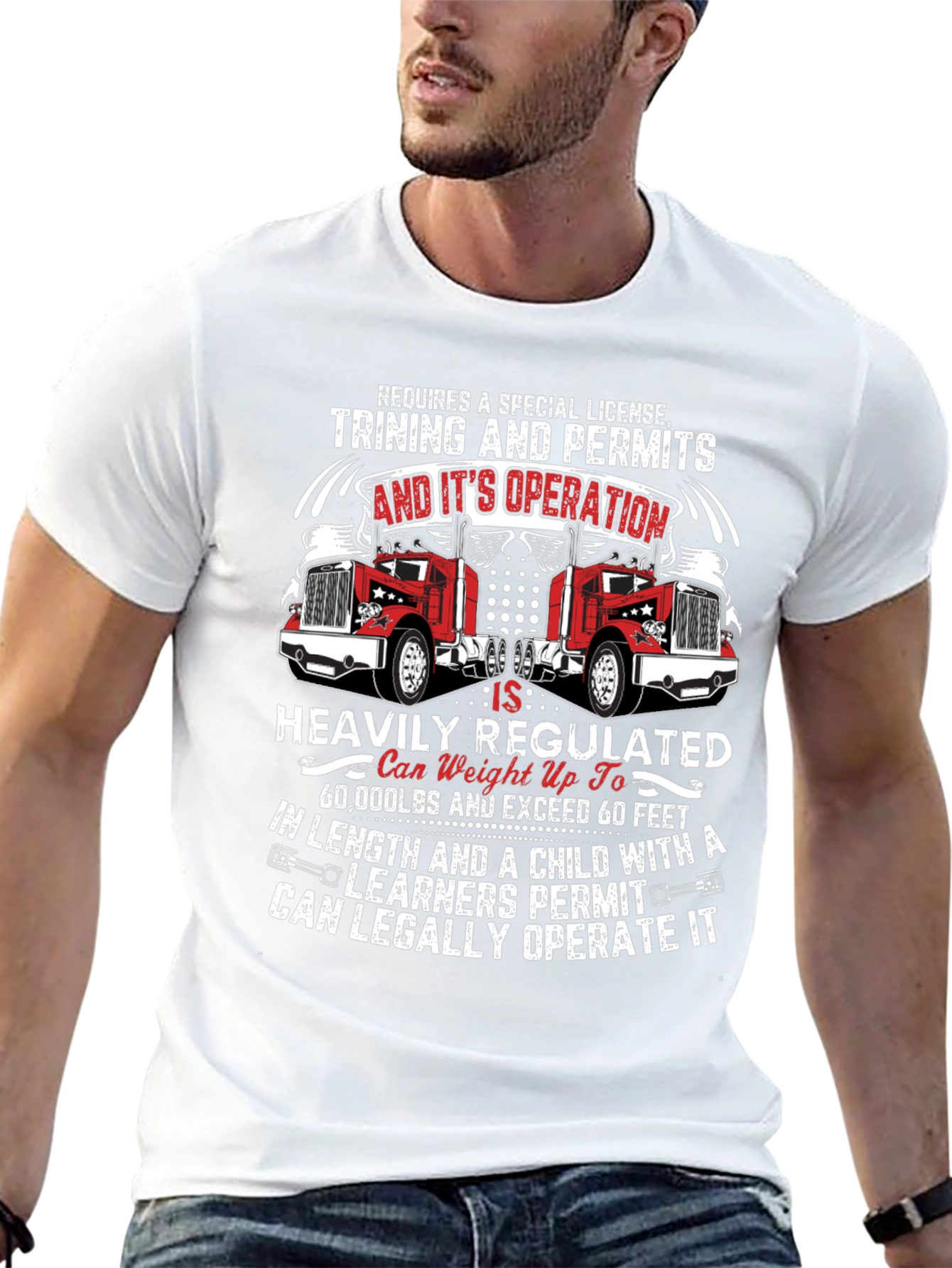 Black Truck Driver Humor T-Shirt: Requires Special License Tee view 13