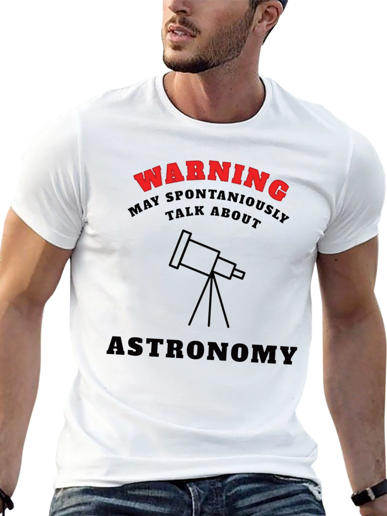 Black Astronomy Warning T-Shirt - Spontaneously Talk About Stars! view 13