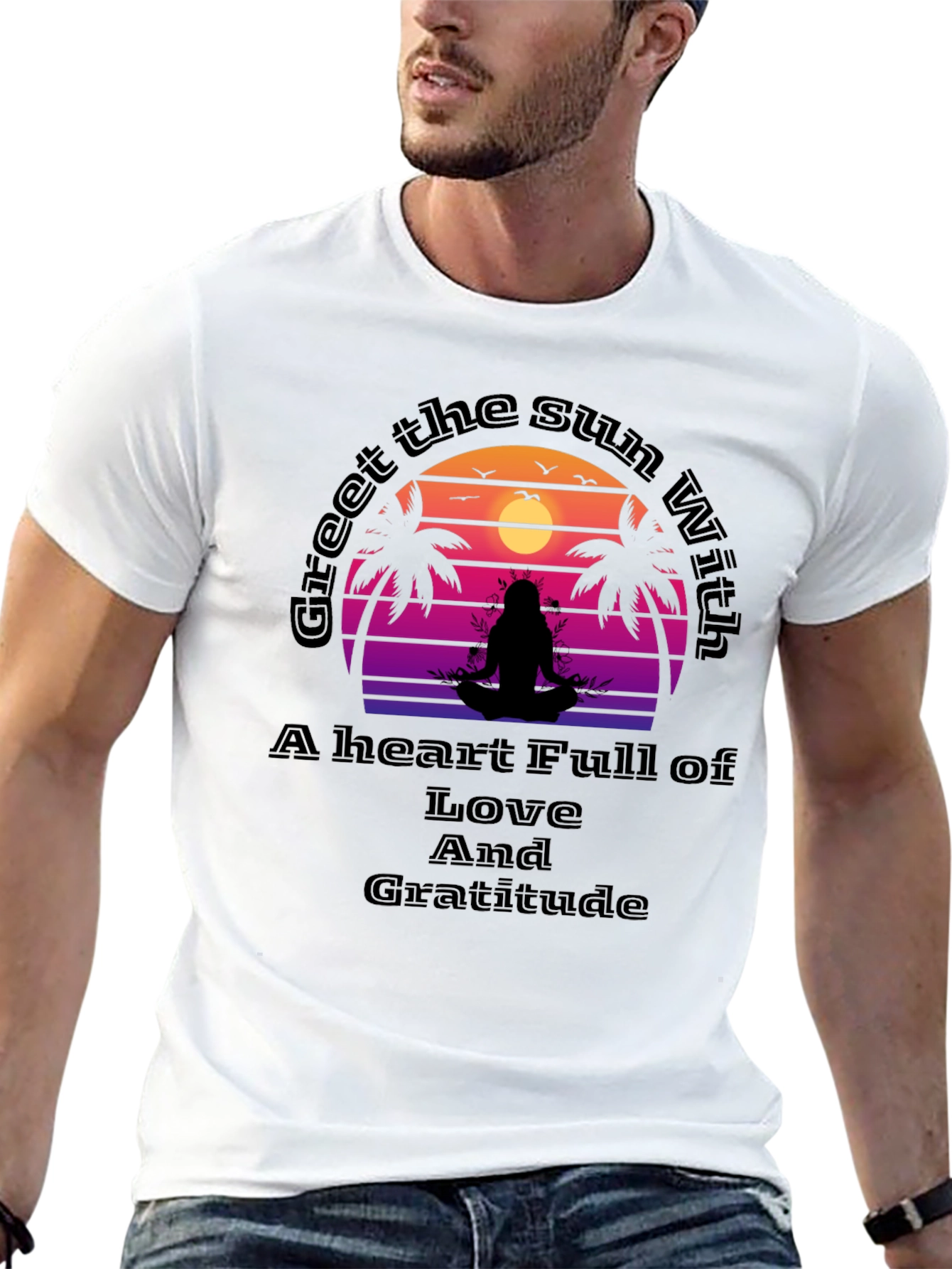 Black Meditative Sunset Graphic Tee - Love & Gratitude view 13